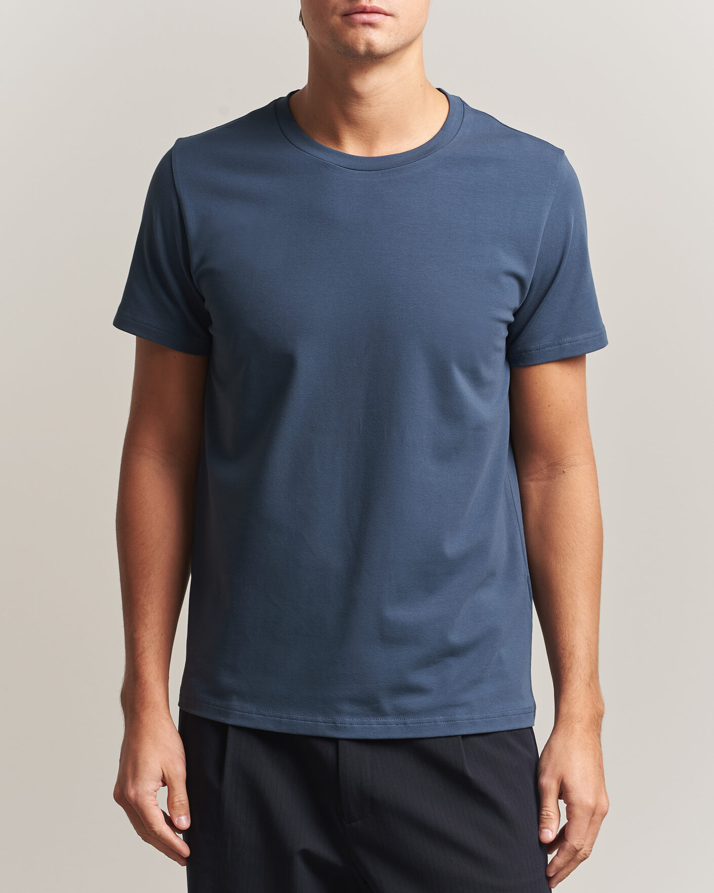 Hombres | Camisetas | Filippa K | Soft Lycra T-Shirt Stone Blue