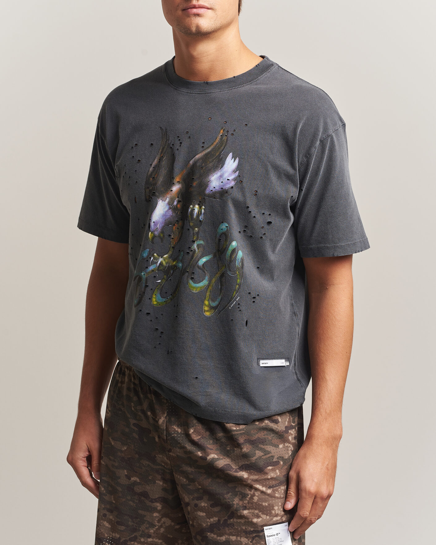 Hombres | Camisetas | Satisfy | MothTech T-Shirt Aged Black Eagle