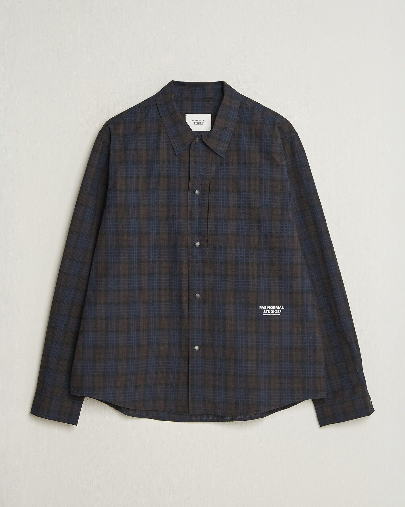 Hombres | Camisas | Pas Normal Studios | Off-Race Seersucker Shirt Dark Navy