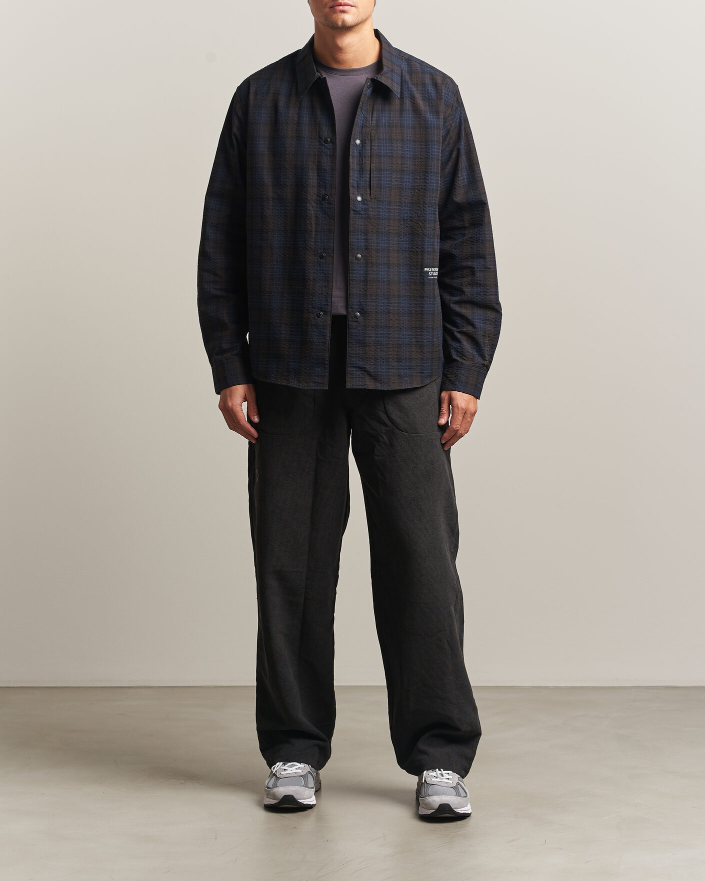 Hombres | Camisas | Pas Normal Studios | Off-Race Seersucker Shirt Dark Navy