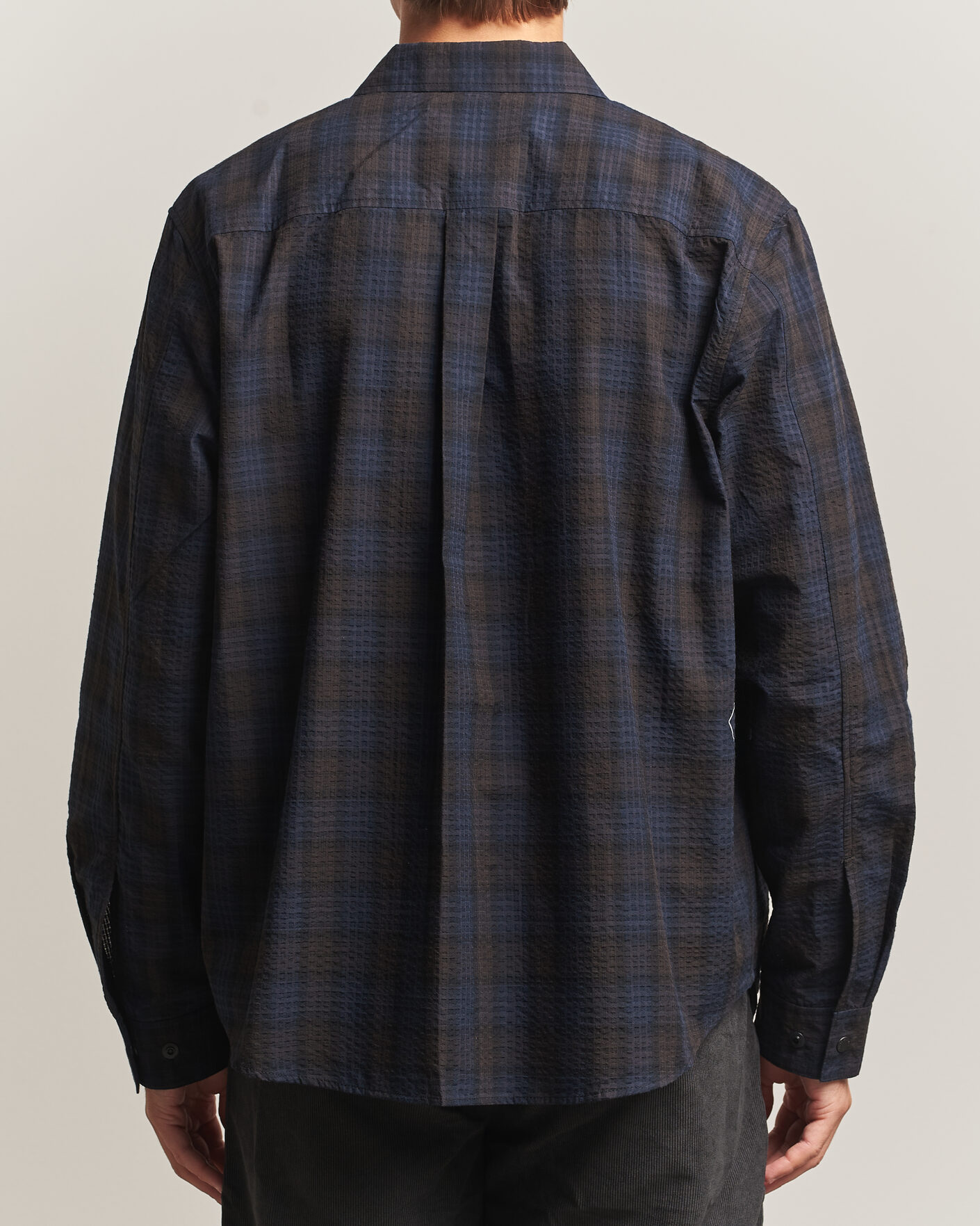 Hombres | Camisas | Pas Normal Studios | Off-Race Seersucker Shirt Dark Navy