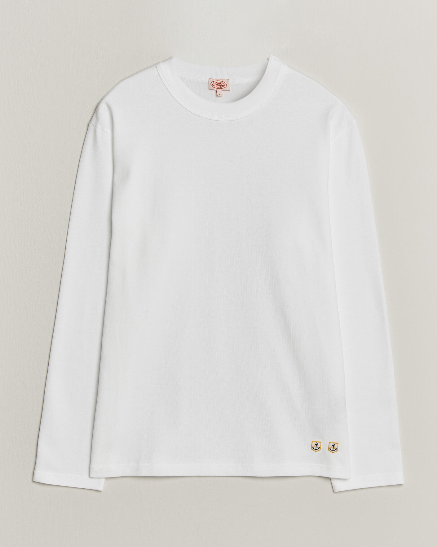 Hombres | Camisetas | Armor-lux | Heritage Long Sleeve Cotton T-Shirt White