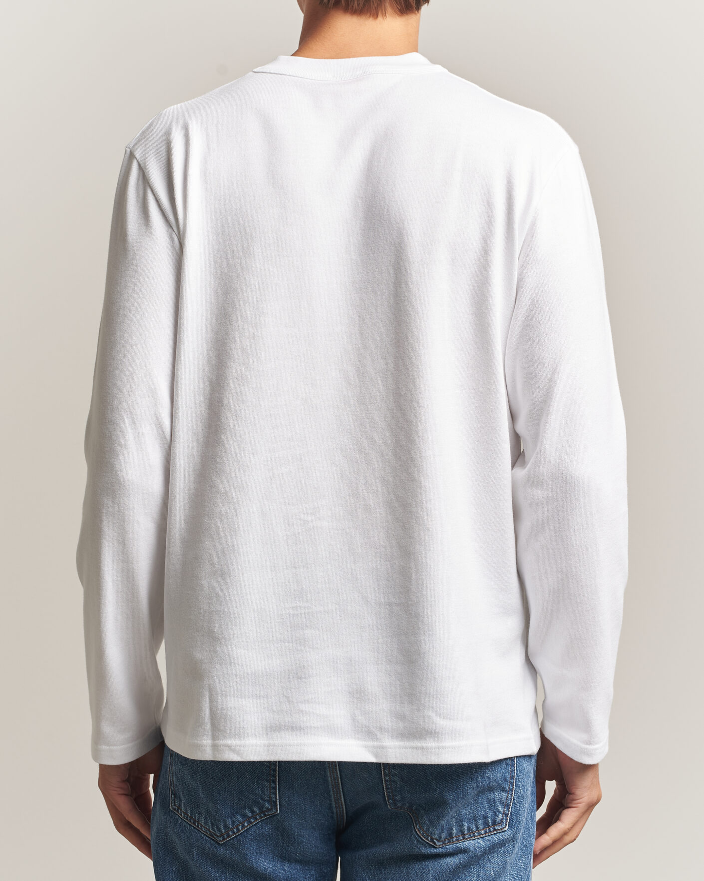 Hombres | Camisetas | Armor-lux | Heritage Long Sleeve Cotton T-Shirt White