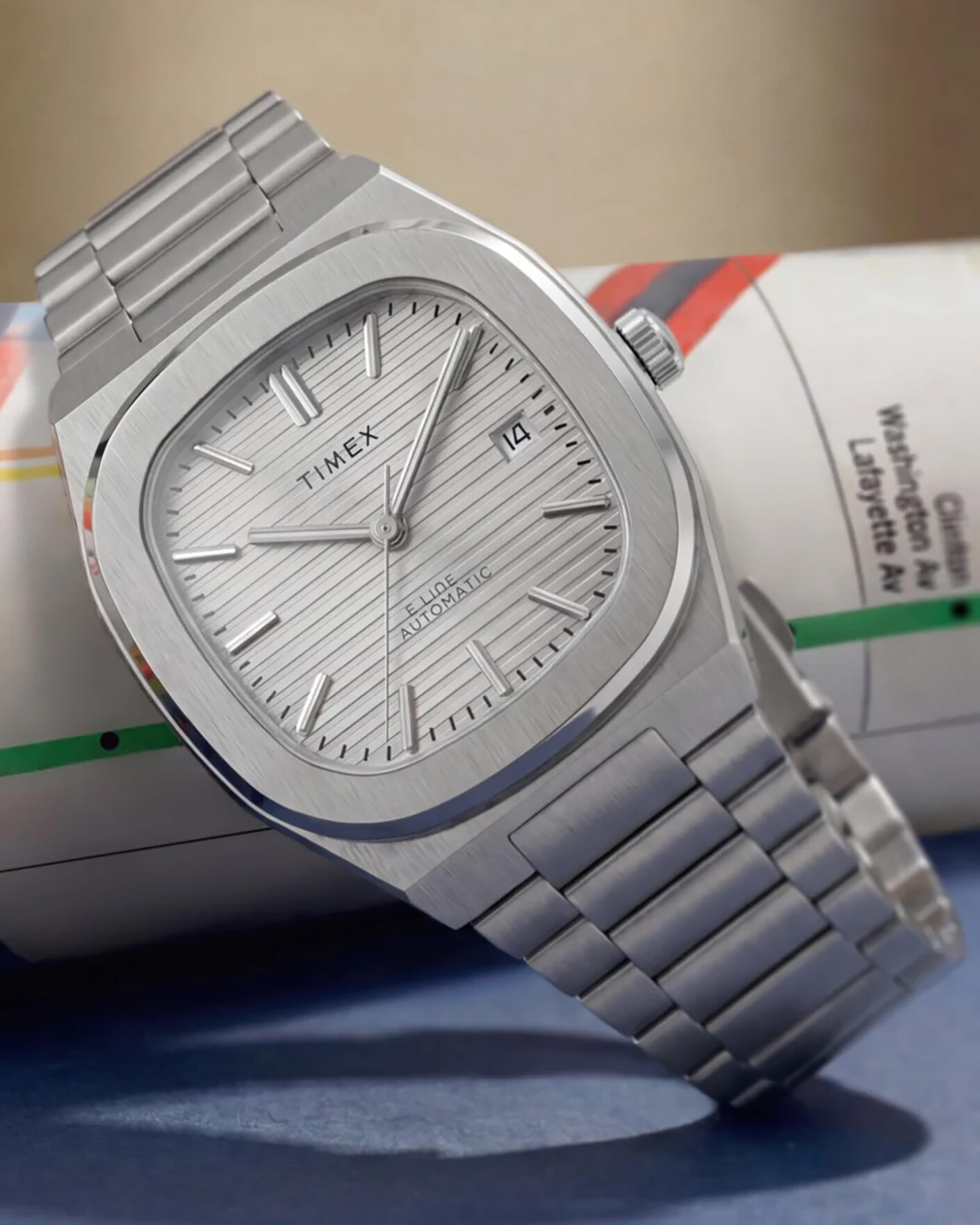 Hombres | Timex Automatic E Line Stainless Steel 38mm Silver Dial | Timex | Automatic E Line Stainless Steel 38mm Silver Dial