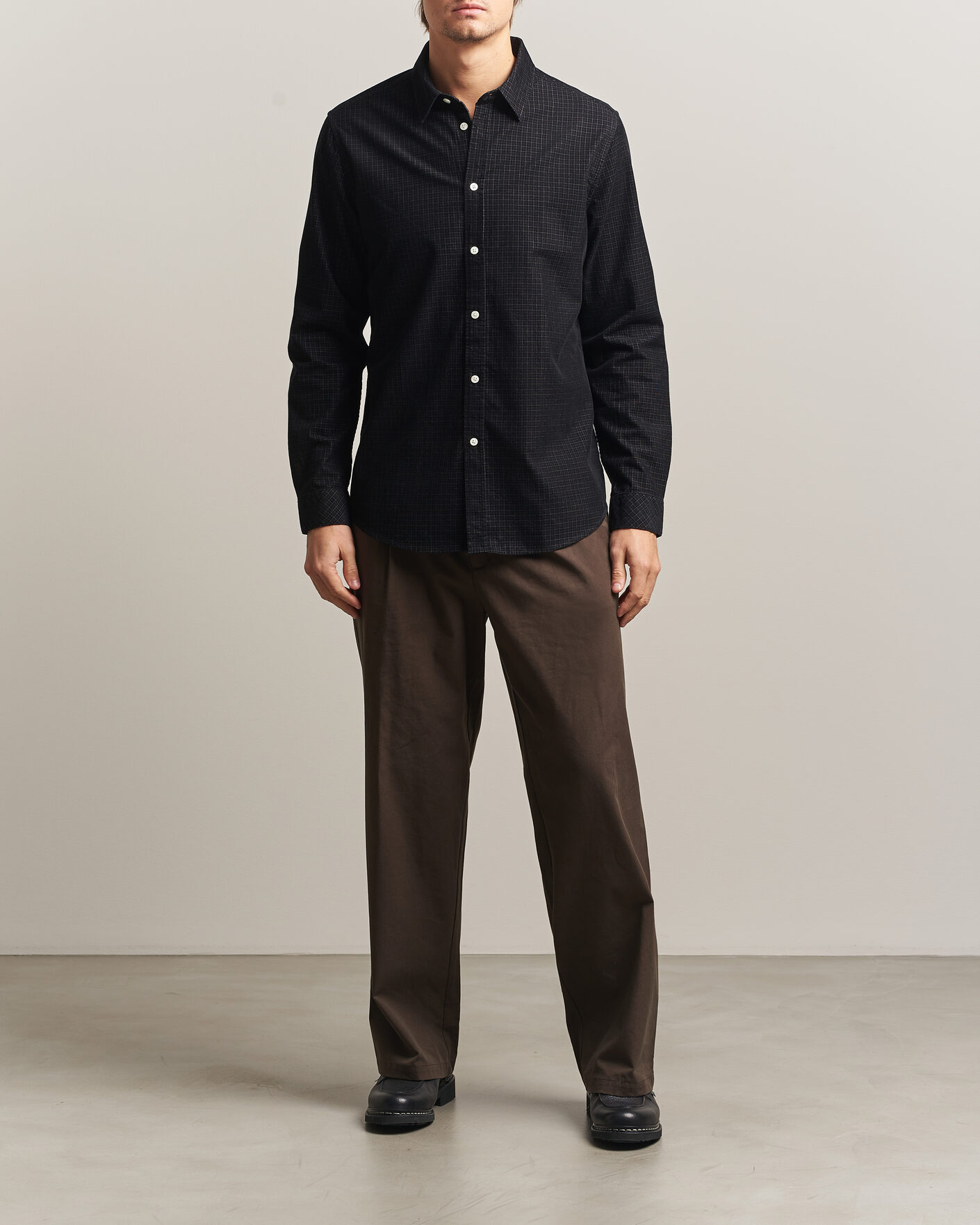 Hombres | Camisas | Samsøe Samsøe | Liam Baby Cord Checked Shirt Black