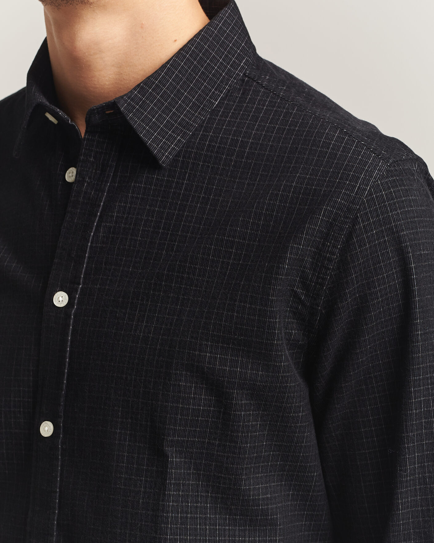 Hombres | Camisas | Samsøe Samsøe | Liam Baby Cord Checked Shirt Black