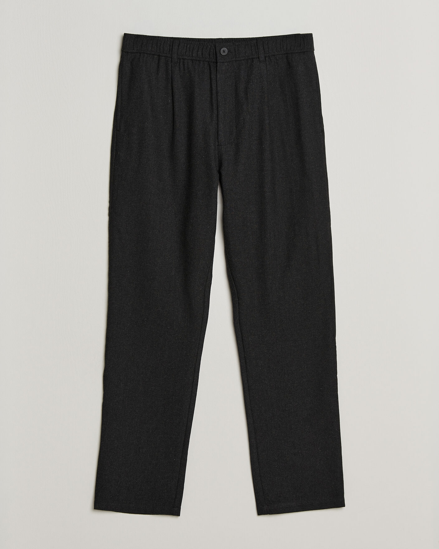 Hombres | Pantalones | Samsøe Samsøe | Bertil Flannel Drawstring Trousers Black Melange