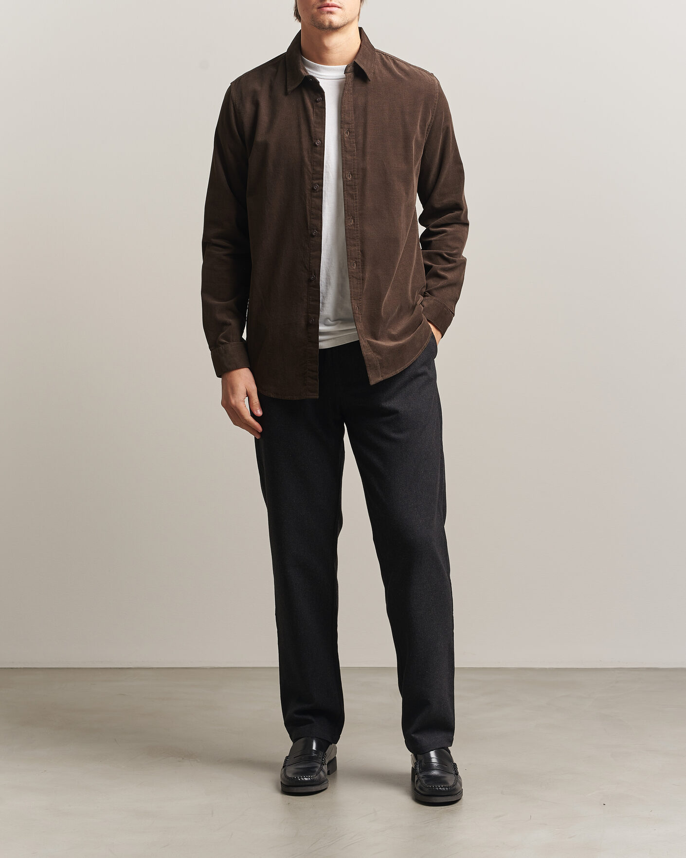 Hombres | Pantalones | Samsøe Samsøe | Bertil Flannel Drawstring Trousers Black Melange