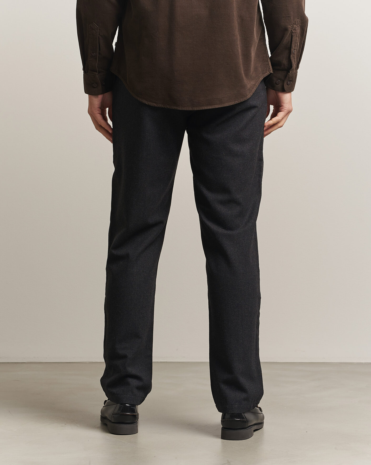 Hombres | Pantalones | Samsøe Samsøe | Bertil Flannel Drawstring Trousers Black Melange