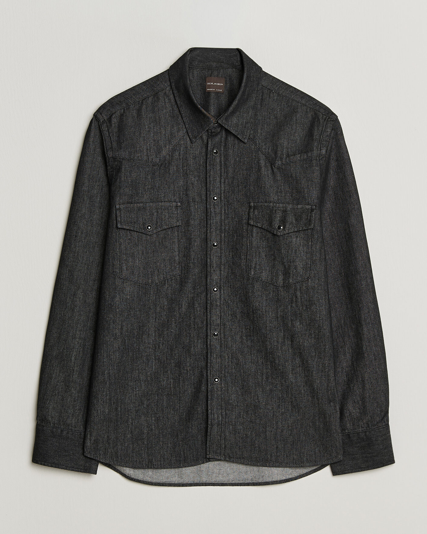 Hombres | Camisas | Oscar Jacobson | Straight Fit Western Shirt Dark Grey