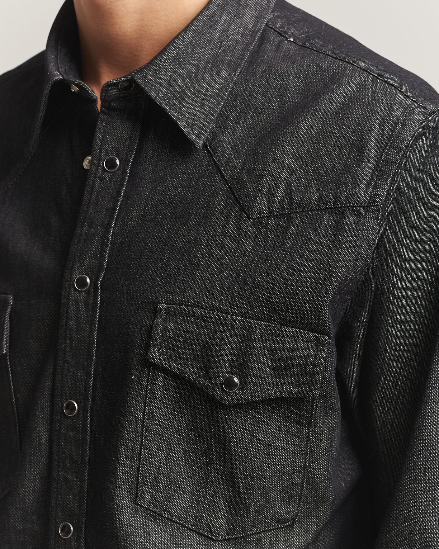 Hombres | Camisas | Oscar Jacobson | Straight Fit Western Shirt Dark Grey