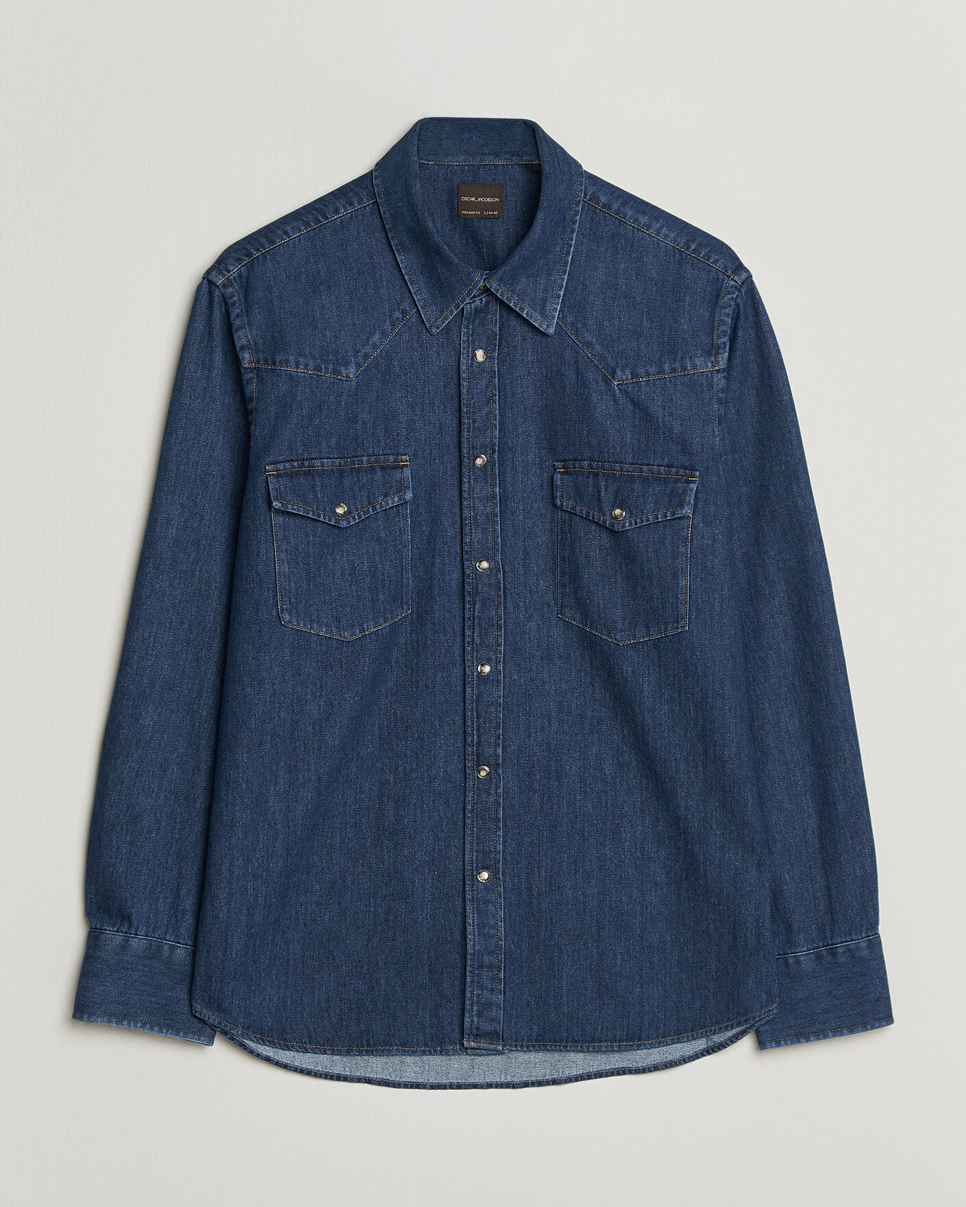 Hombres | Camisas | Oscar Jacobson | Straight Fit Western Shirt Blue