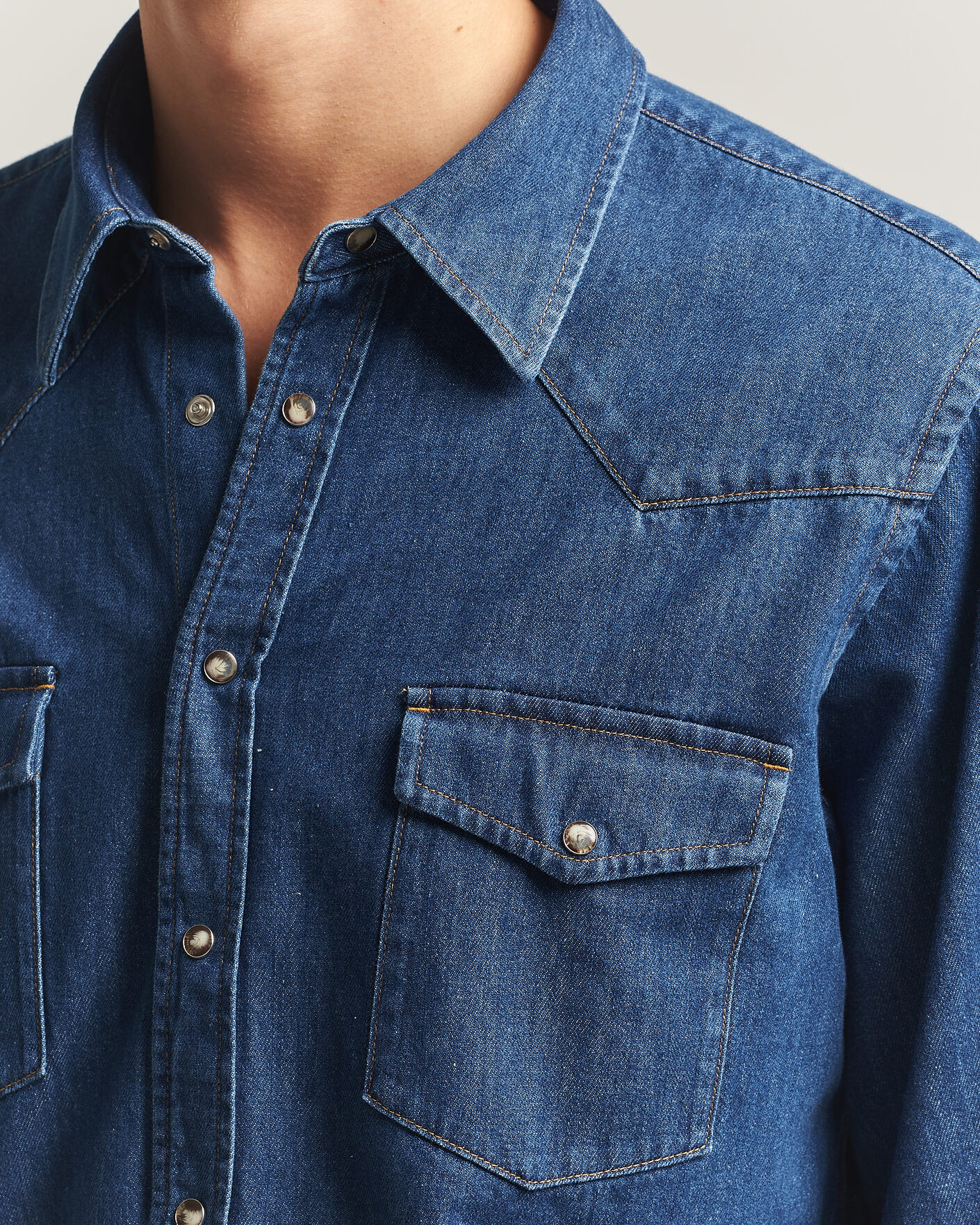 Hombres | Camisas | Oscar Jacobson | Straight Fit Western Shirt Blue