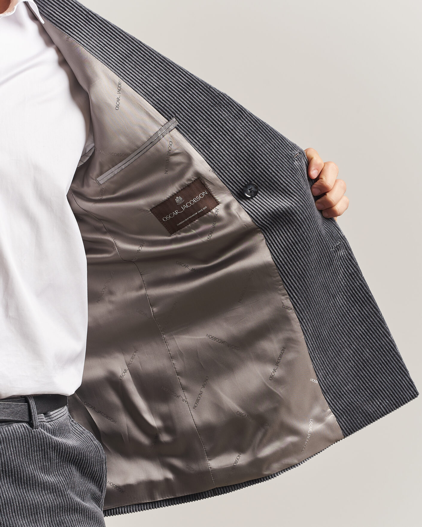 Hombres | Blazers | Oscar Jacobson | Farris Corduroy Blazer Grey