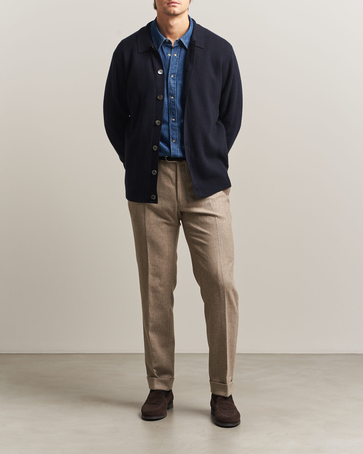 Hombres | Jerséis y prendas de punto | Oscar Jacobson | Federico Wool/Cashmere Cardigan Navy