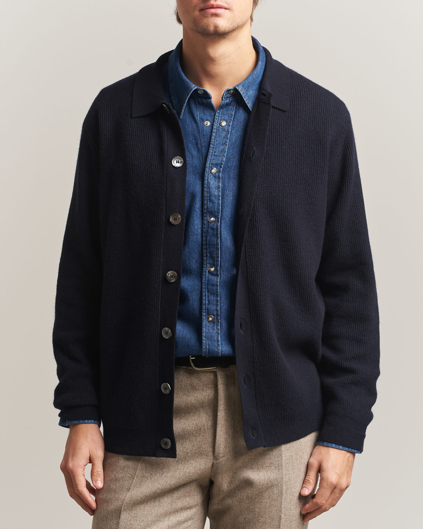 Hombres | Jerséis y prendas de punto | Oscar Jacobson | Federico Wool/Cashmere Cardigan Navy