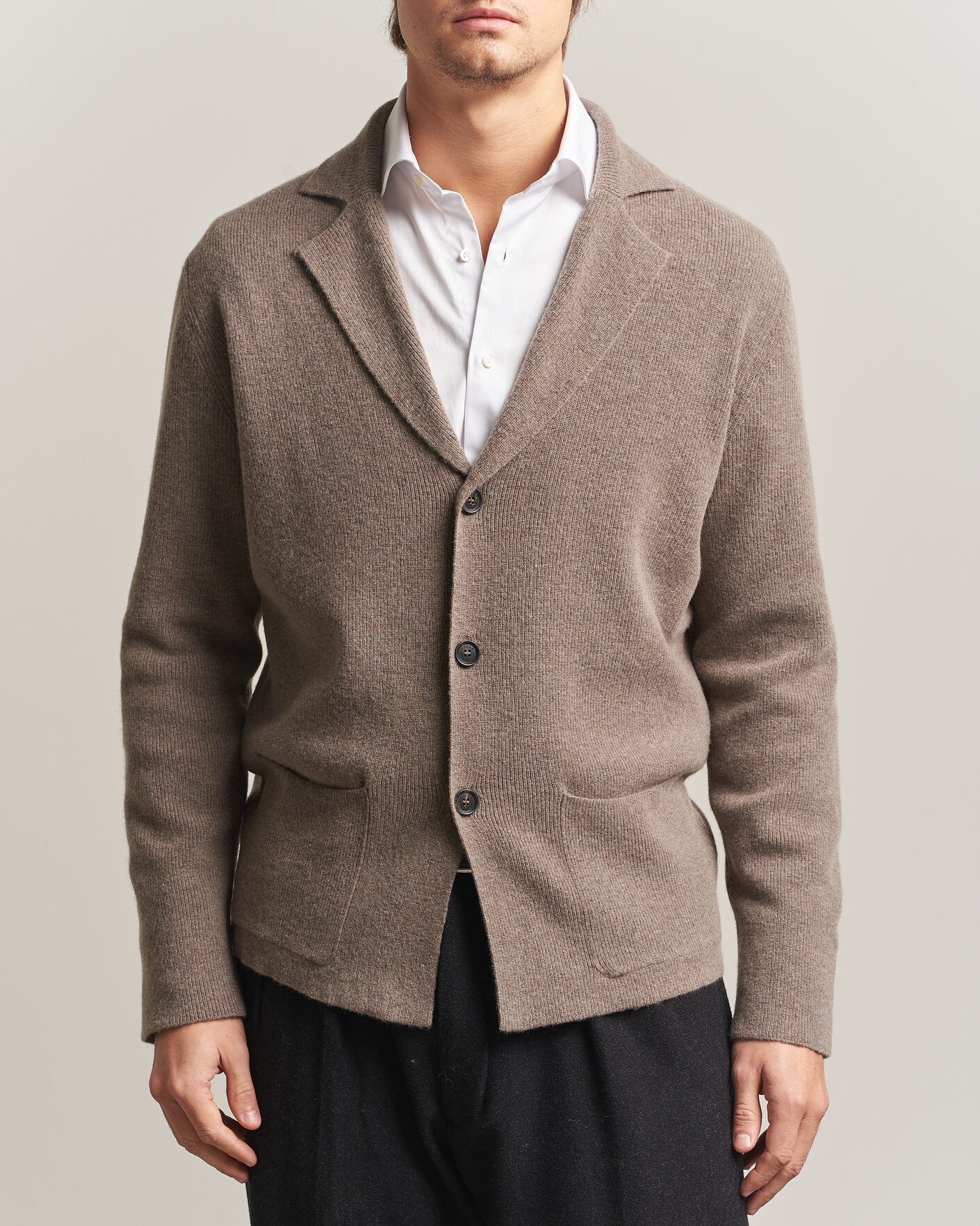 Hombres | Blazers | Oscar Jacobson | Antonio Knitted Blazer Taupe