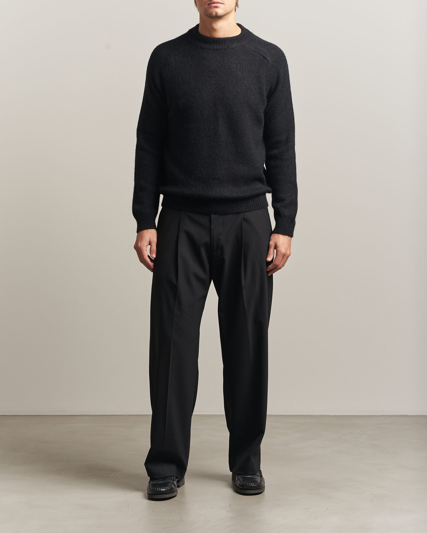 Hombres | Jerséis y prendas de punto | Oscar Jacobson | Andie Alpacka/Merino Knitted Sweater Black