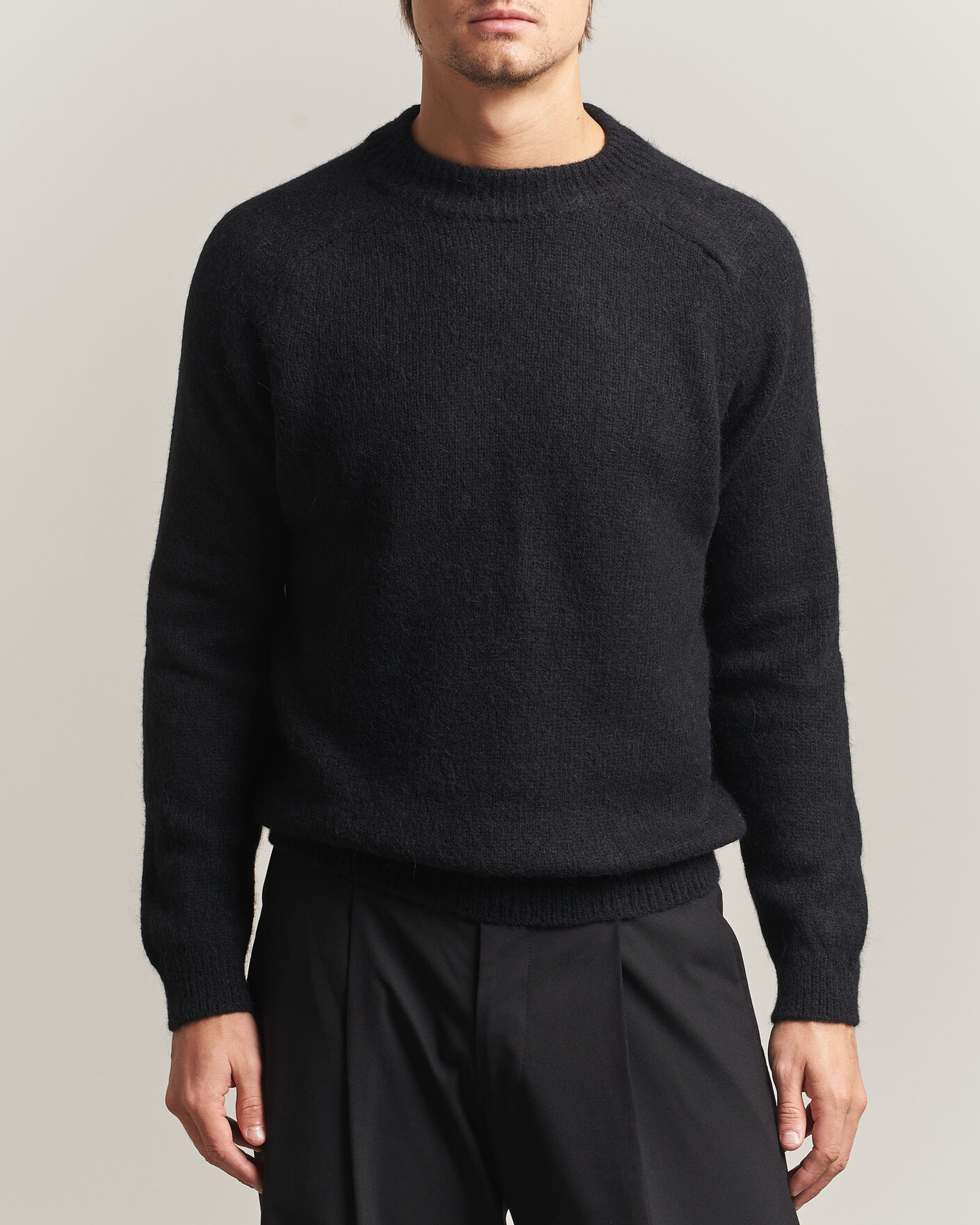 Hombres | Jerséis y prendas de punto | Oscar Jacobson | Andie Alpacka/Merino Knitted Sweater Black