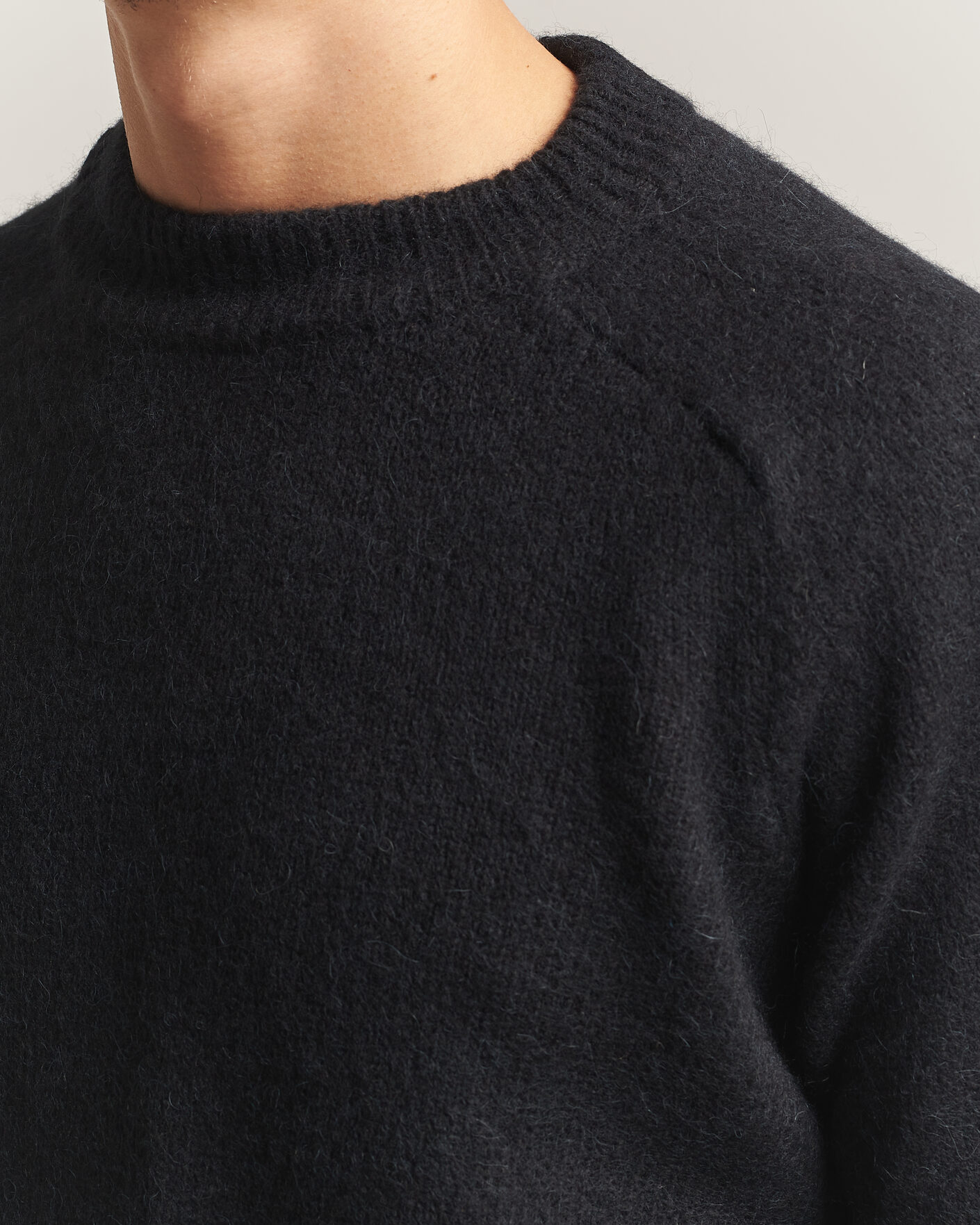 Hombres | Jerséis y prendas de punto | Oscar Jacobson | Andie Alpacka/Merino Knitted Sweater Black
