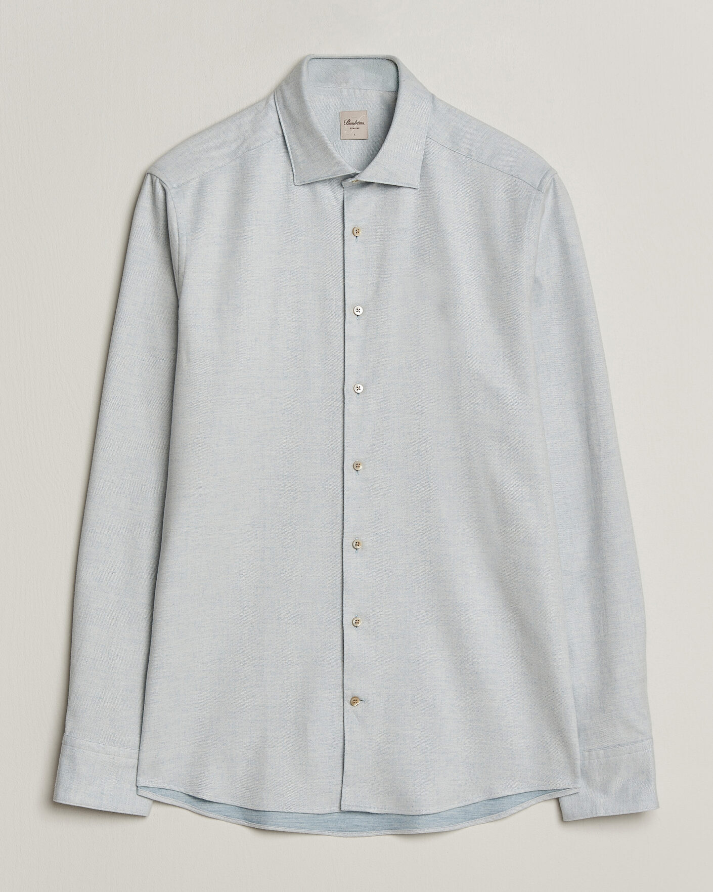 Hombres | Camisas | Stenströms | Slimline Flannel Shirt Light Blue