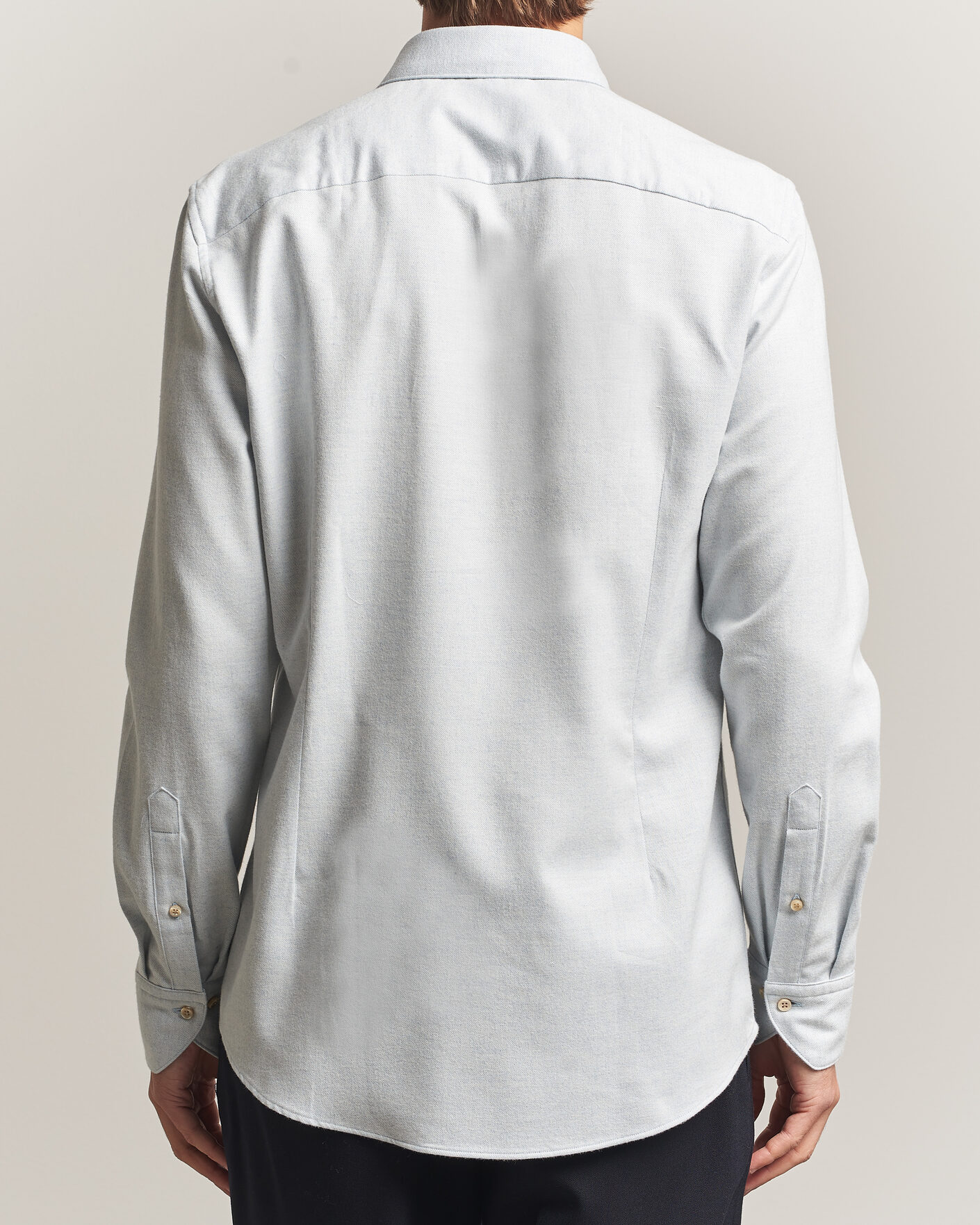 Hombres | Camisas | Stenströms | Slimline Flannel Shirt Light Blue