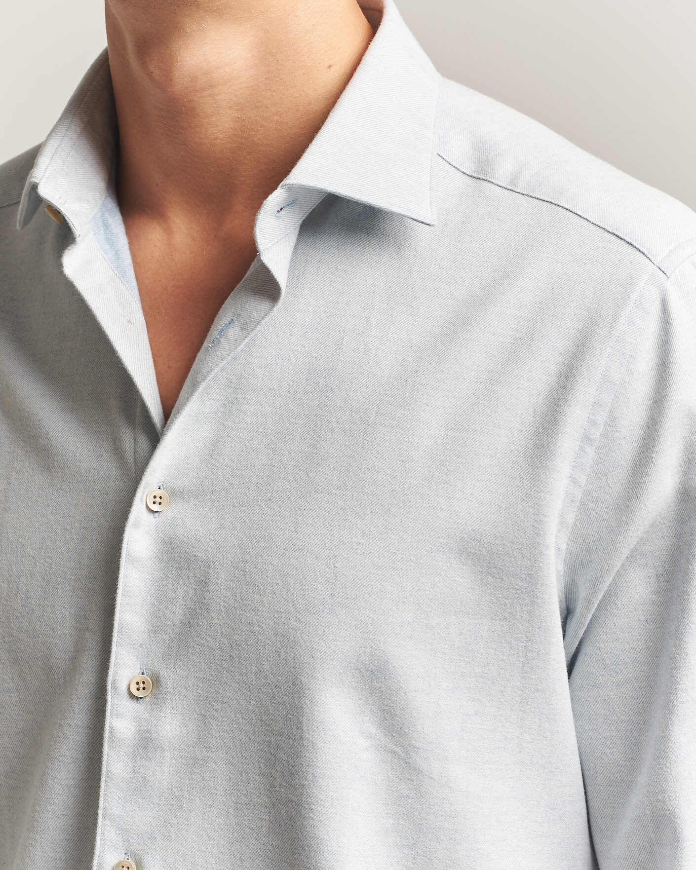 Hombres | Camisas | Stenströms | Slimline Flannel Shirt Light Blue