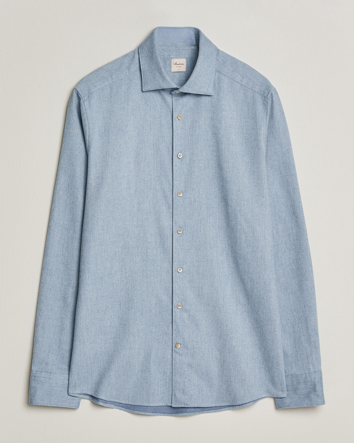Hombres | Camisas | Stenströms | Slimline Flannel Shirt Blue