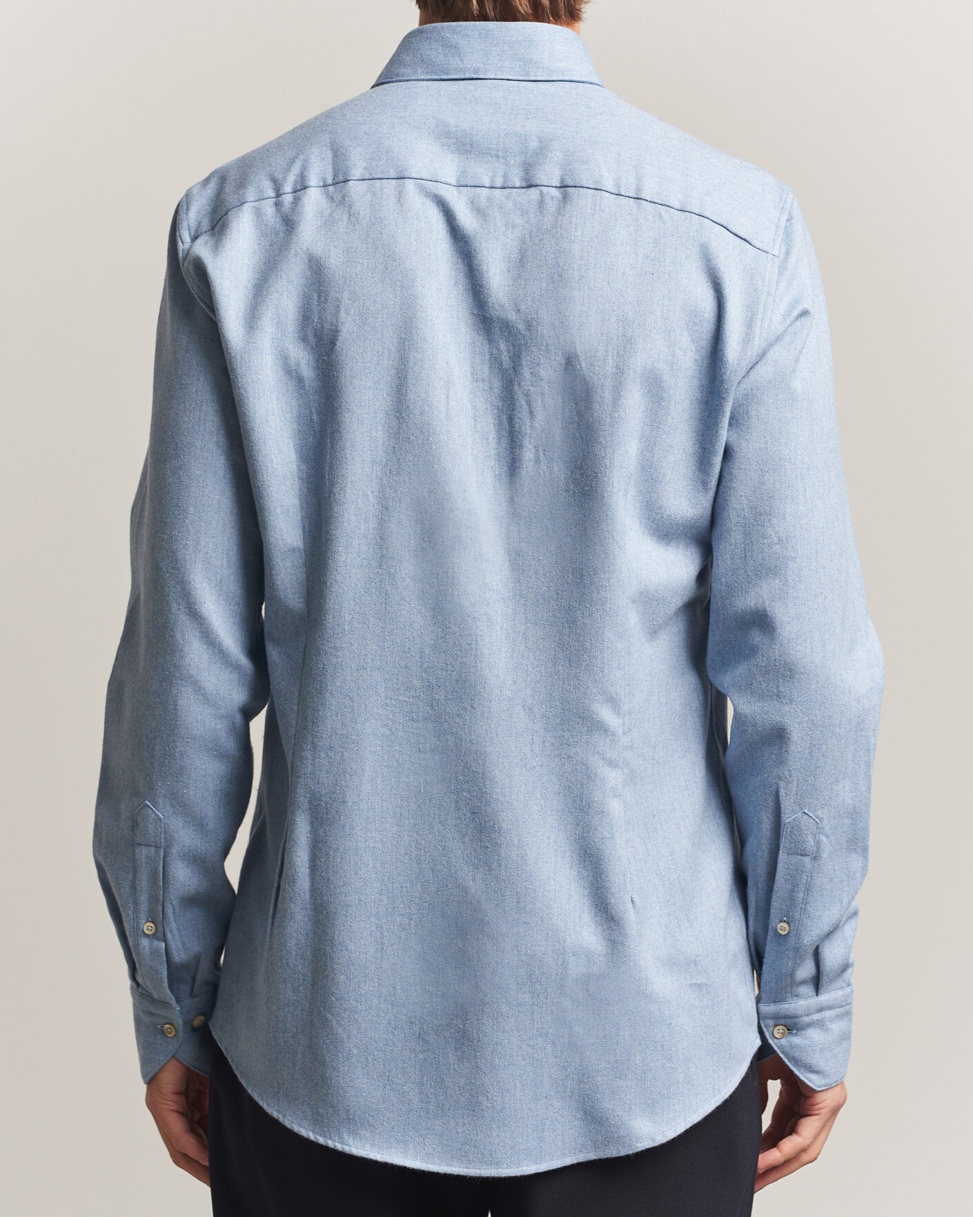 Hombres | Camisas | Stenströms | Slimline Flannel Shirt Blue