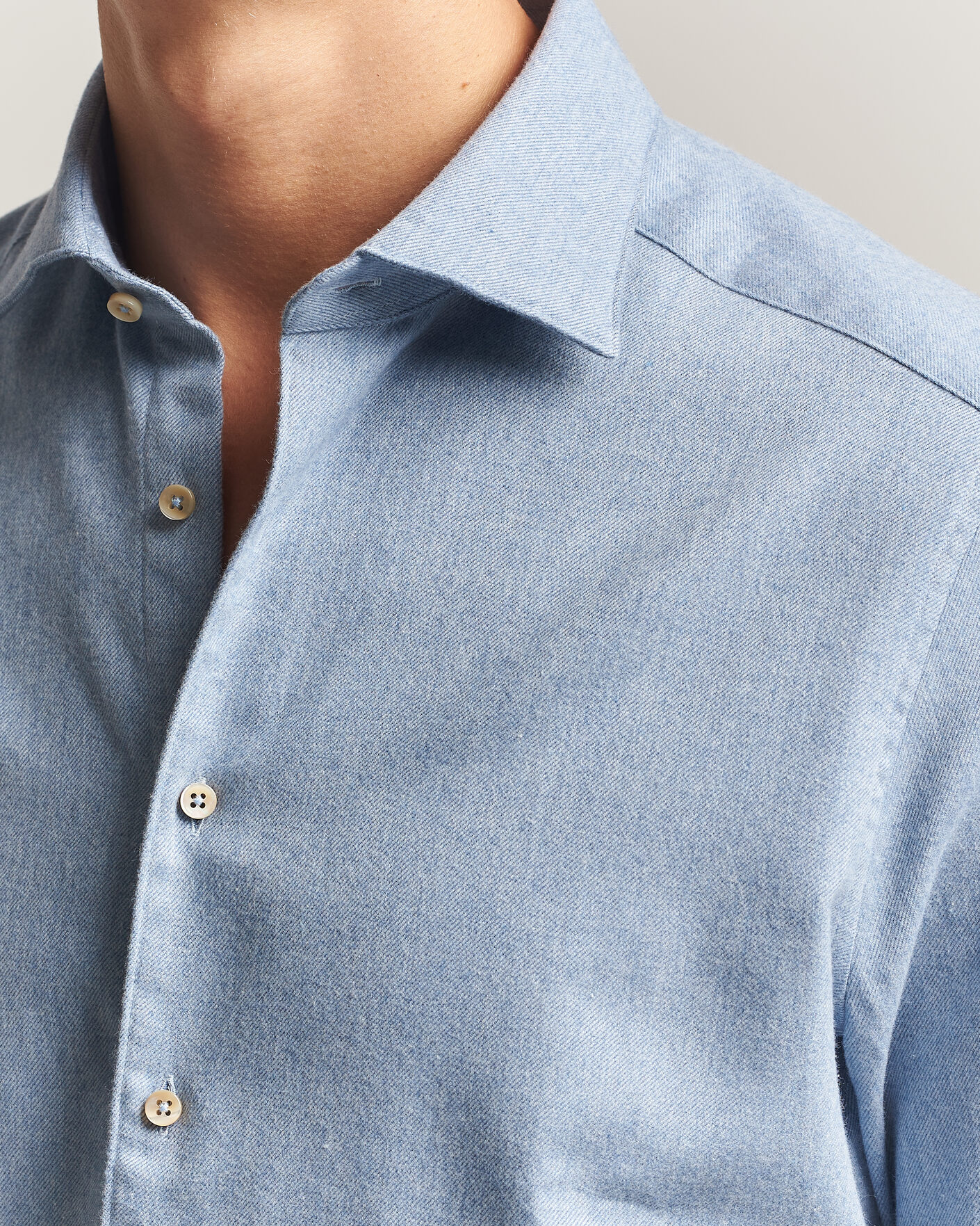 Hombres | Camisas | Stenströms | Slimline Flannel Shirt Blue