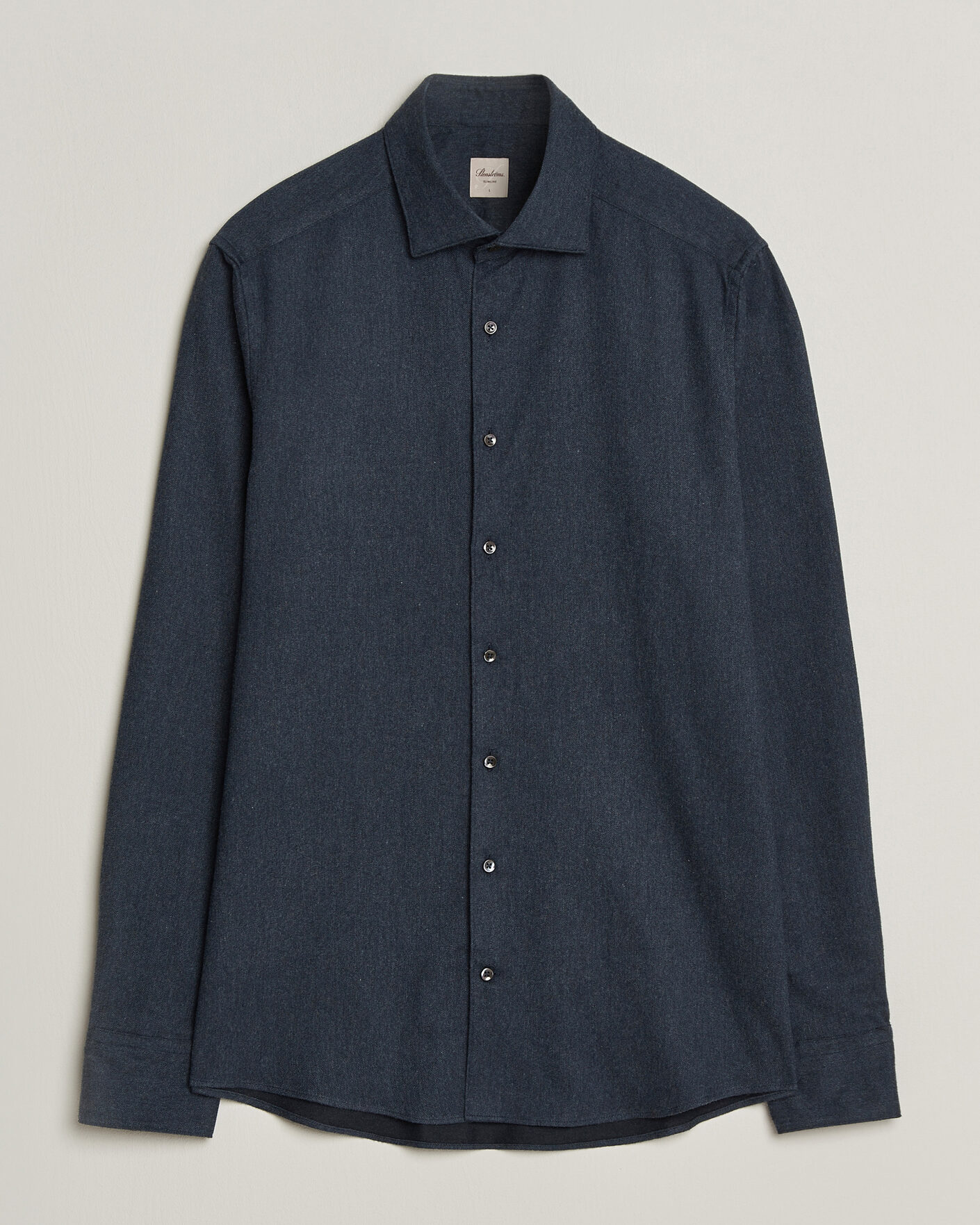 Hombres | Camisas | Stenströms | Slimline Flannel Shirt Navy