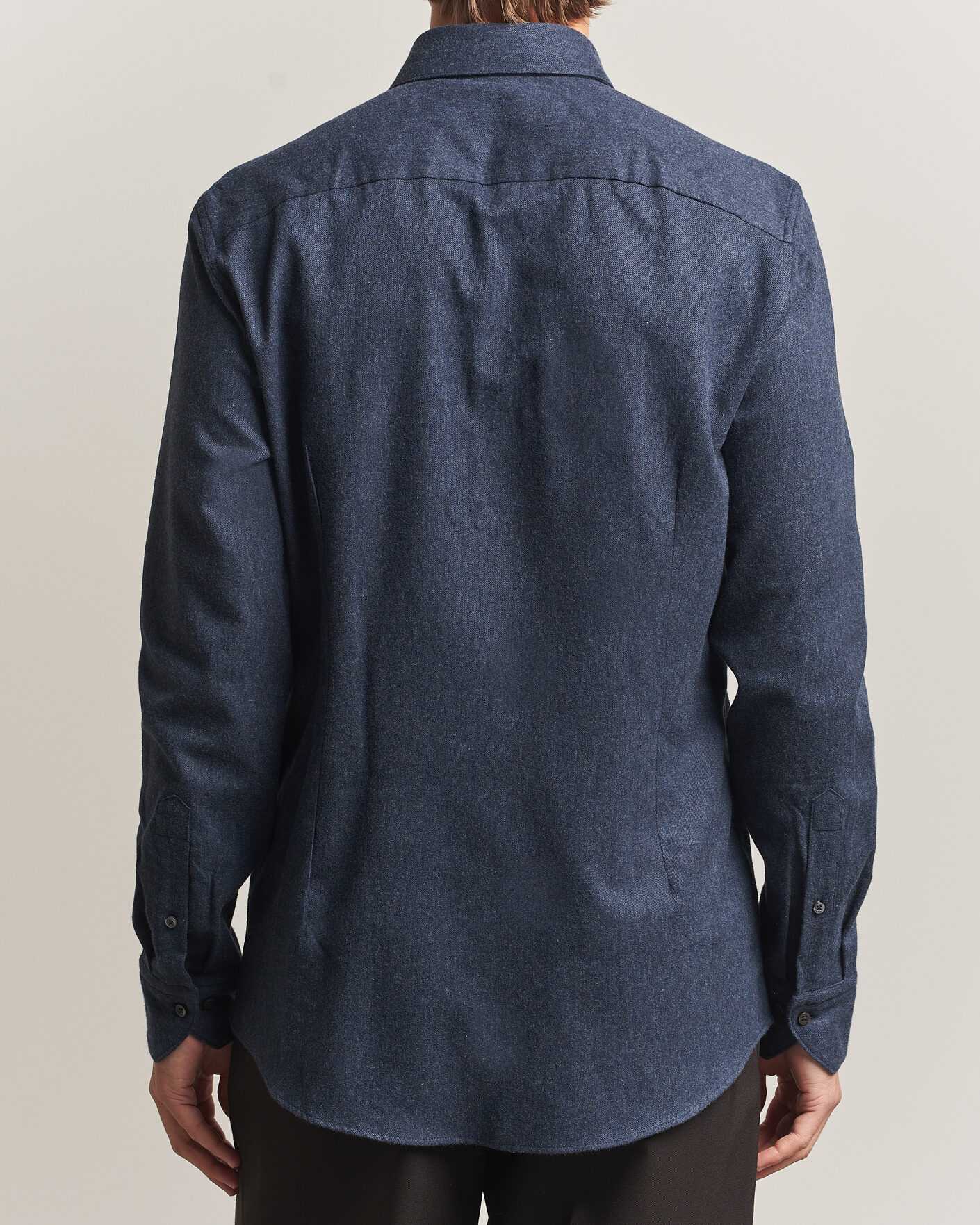 Hombres | Camisas | Stenströms | Slimline Flannel Shirt Navy