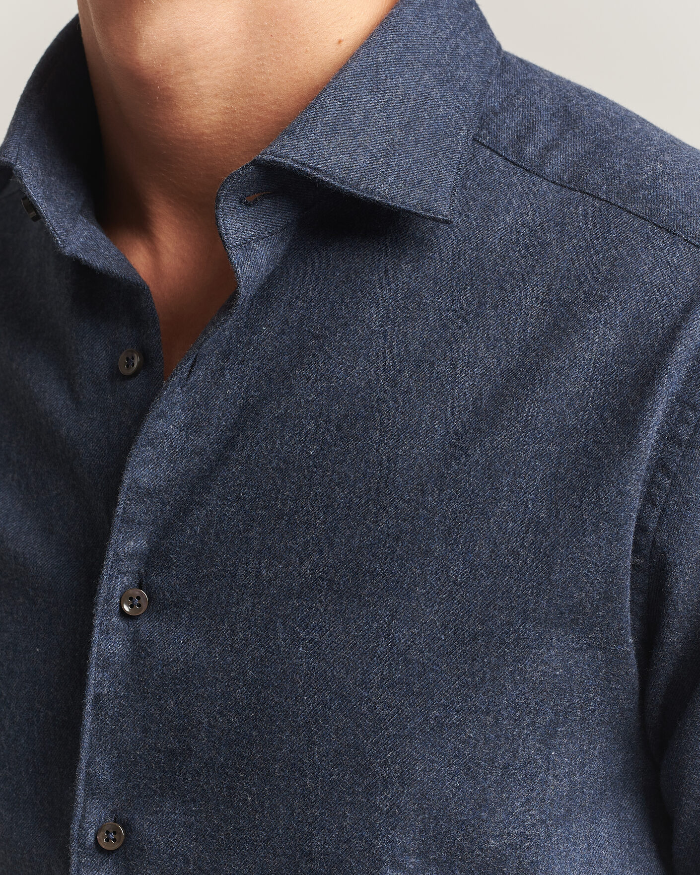Hombres | Camisas | Stenströms | Slimline Flannel Shirt Navy