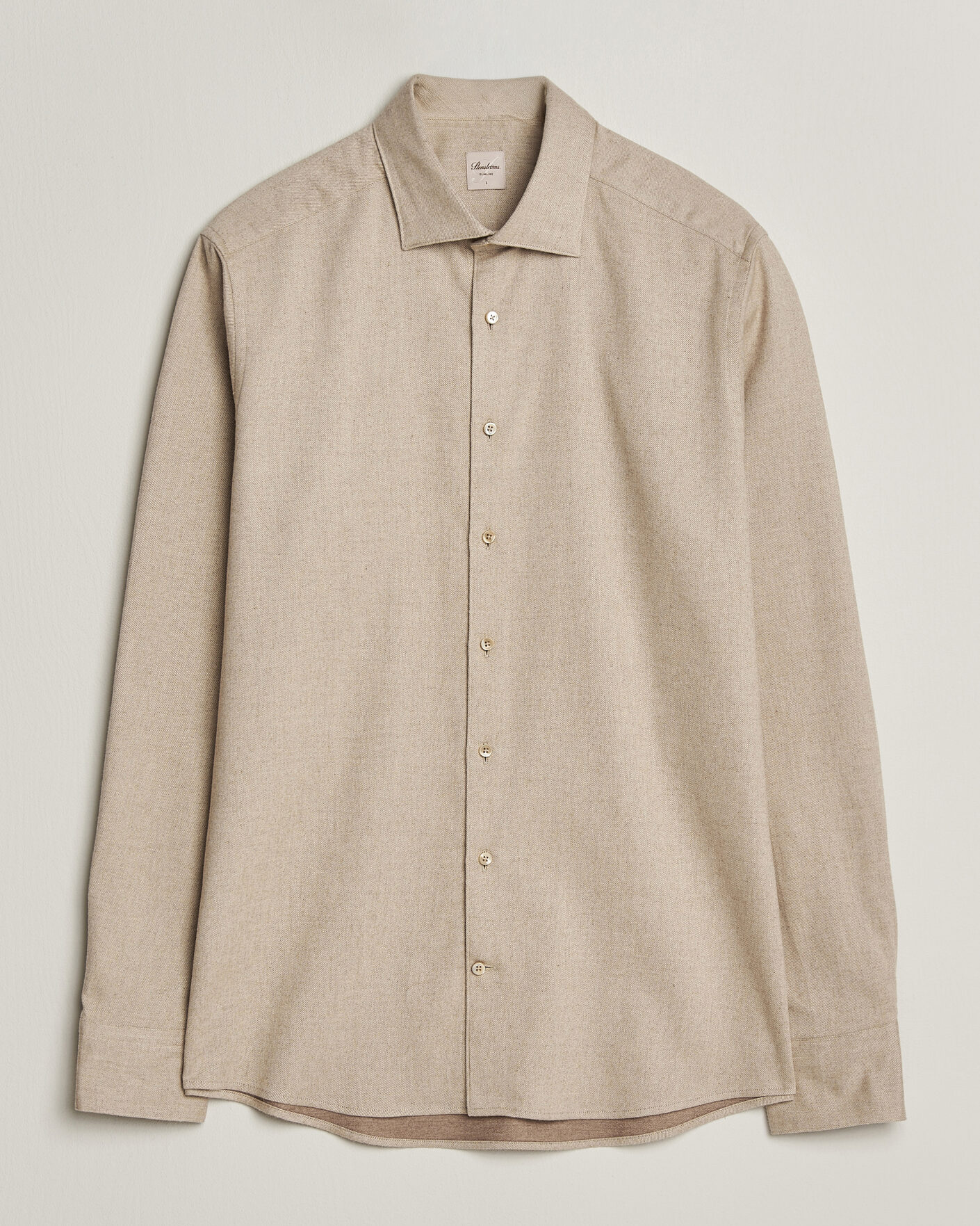 Hombres | Camisas | Stenströms | Slimline Flannel Shirt Beige