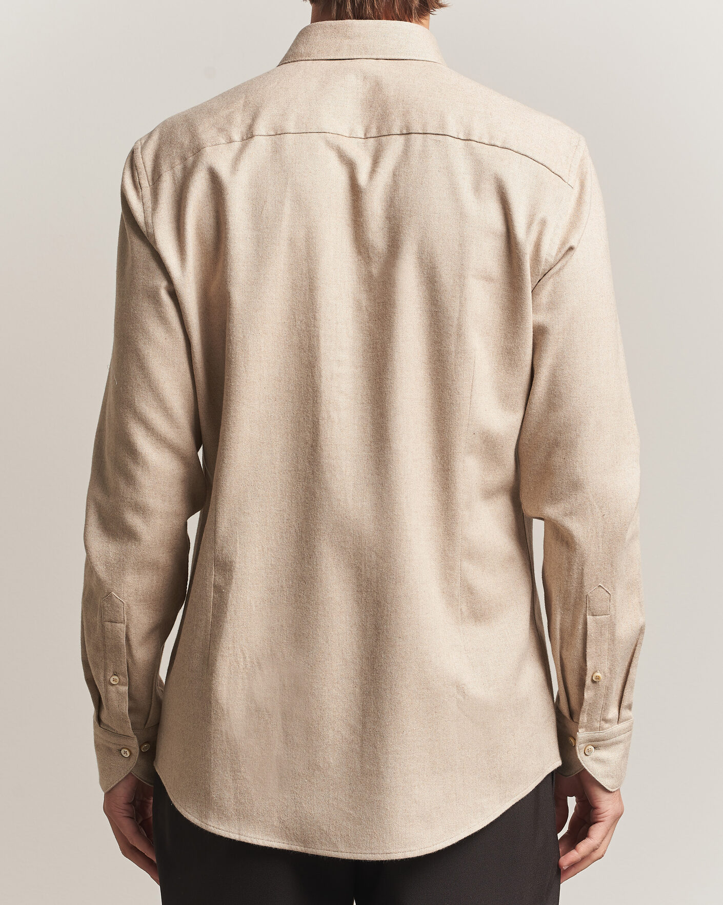 Hombres | Camisas | Stenströms | Slimline Flannel Shirt Beige
