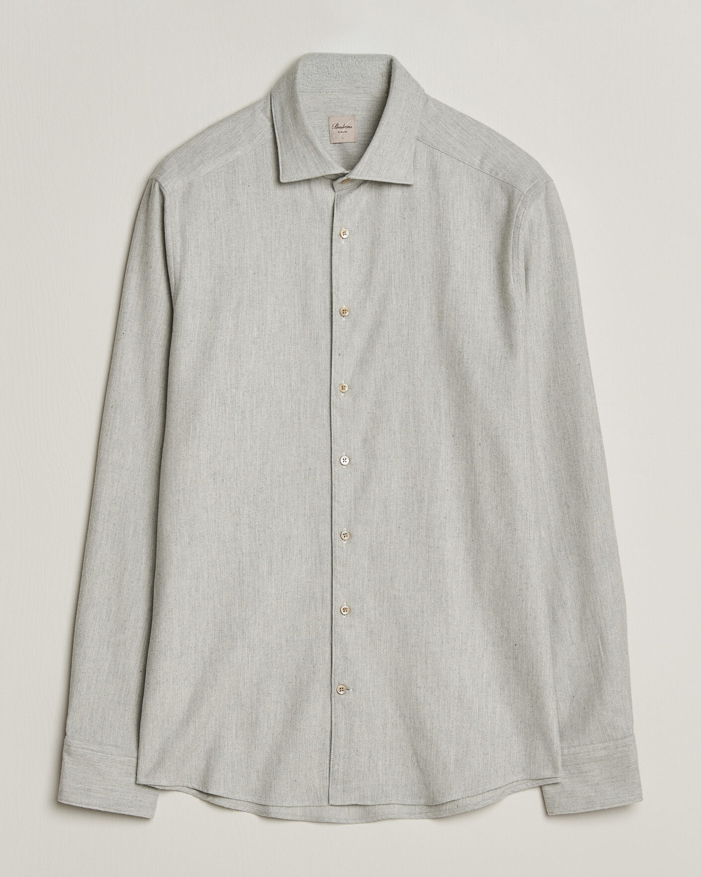 Hombres | Camisas | Stenströms | Slimline Flannel Shirt Light Grey