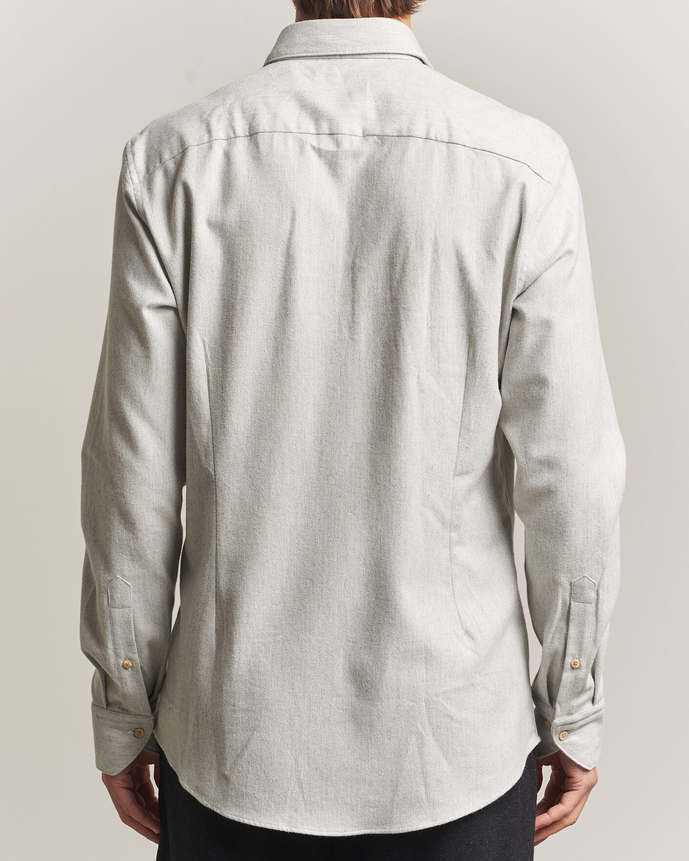 Hombres | Camisas | Stenströms | Slimline Flannel Shirt Light Grey