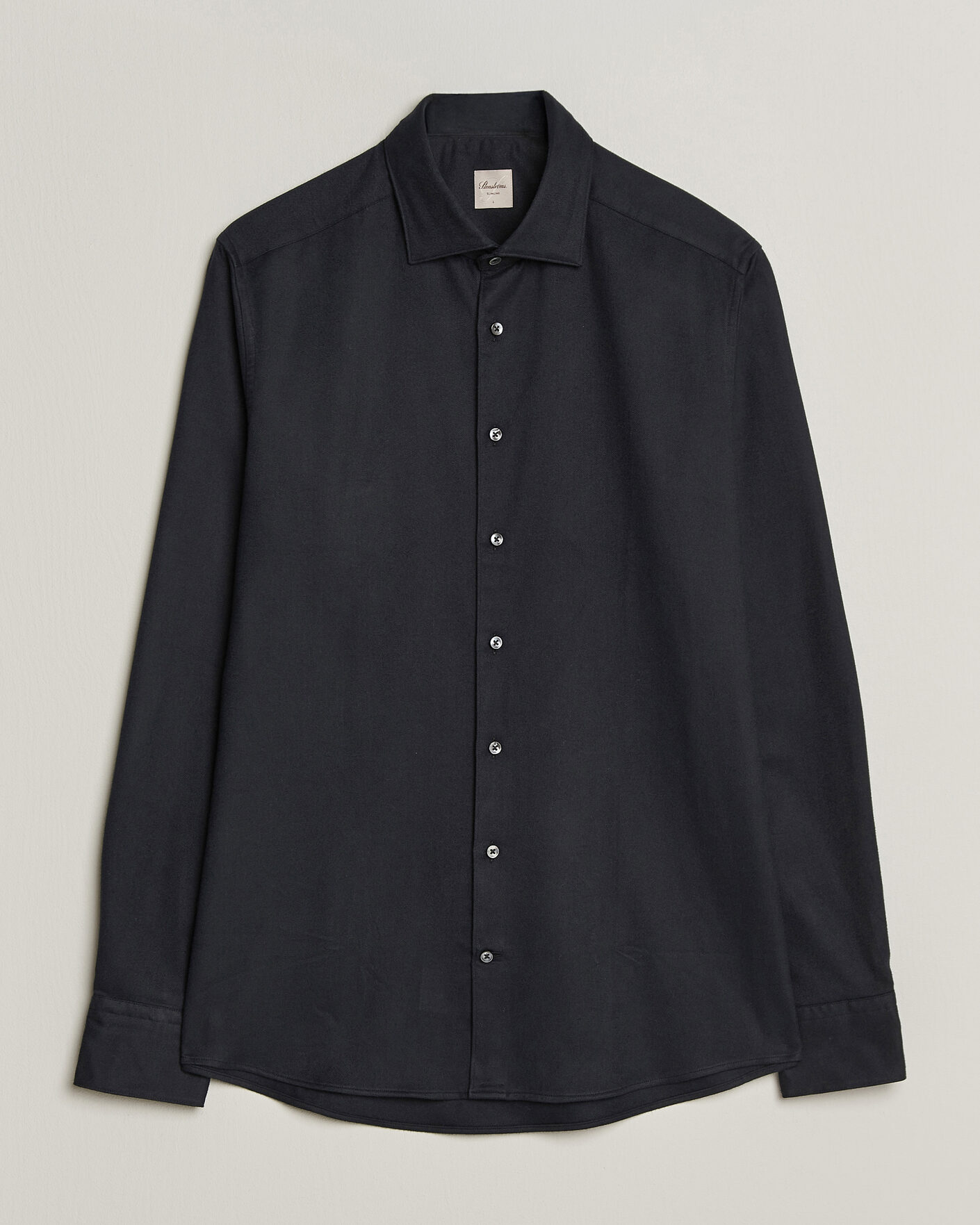 Hombres | Camisas | Stenströms | Slimline Flannel Shirt Black