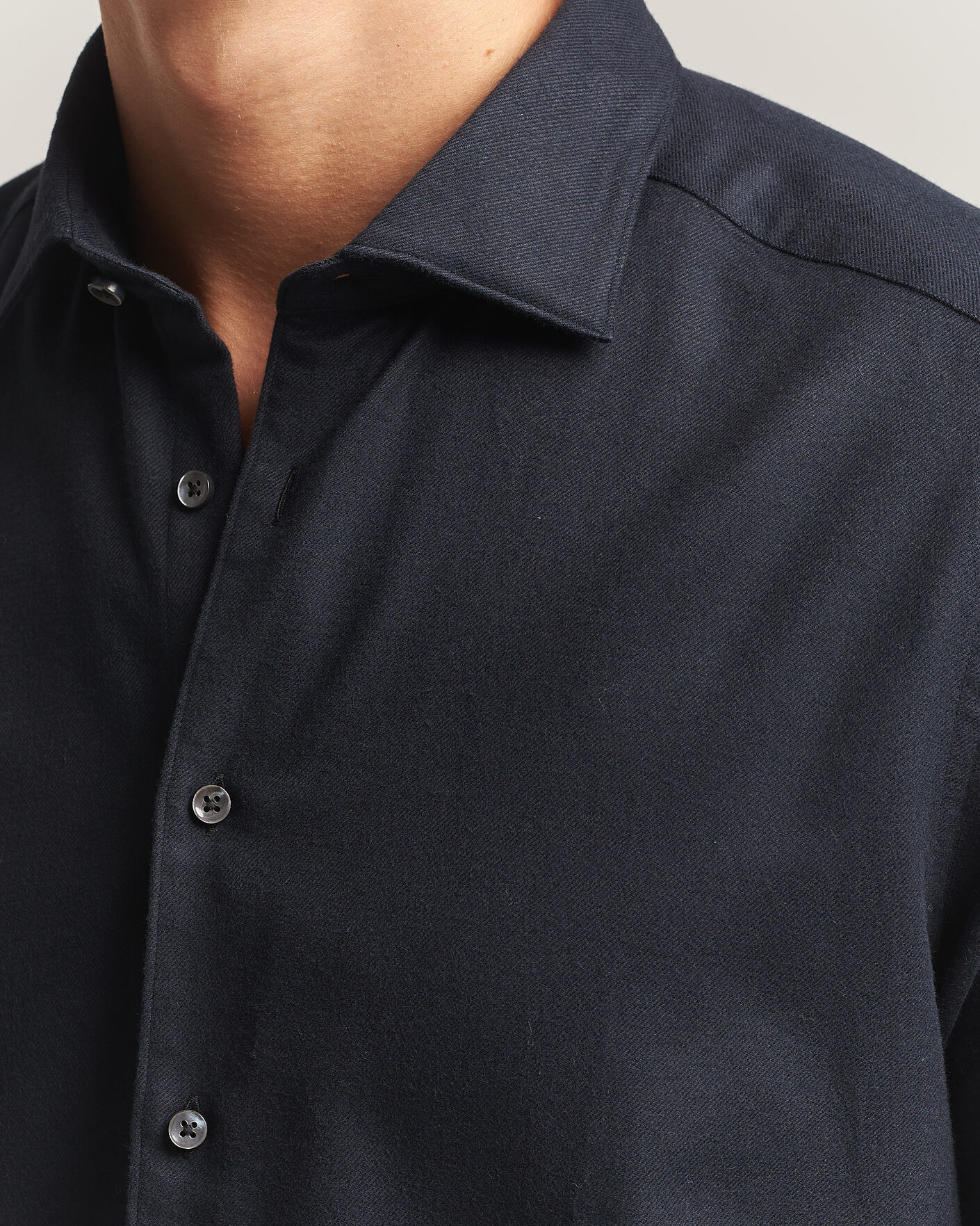 Hombres | Camisas | Stenströms | Slimline Flannel Shirt Black