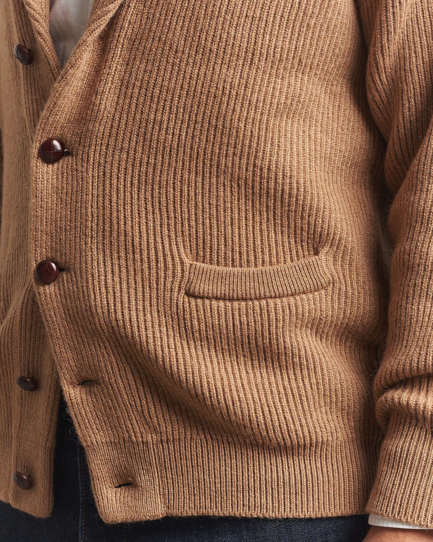 Hombres | Jerséis y prendas de punto | William Lockie | Windsor Camelhair Shawl Cardigan Natural Brown