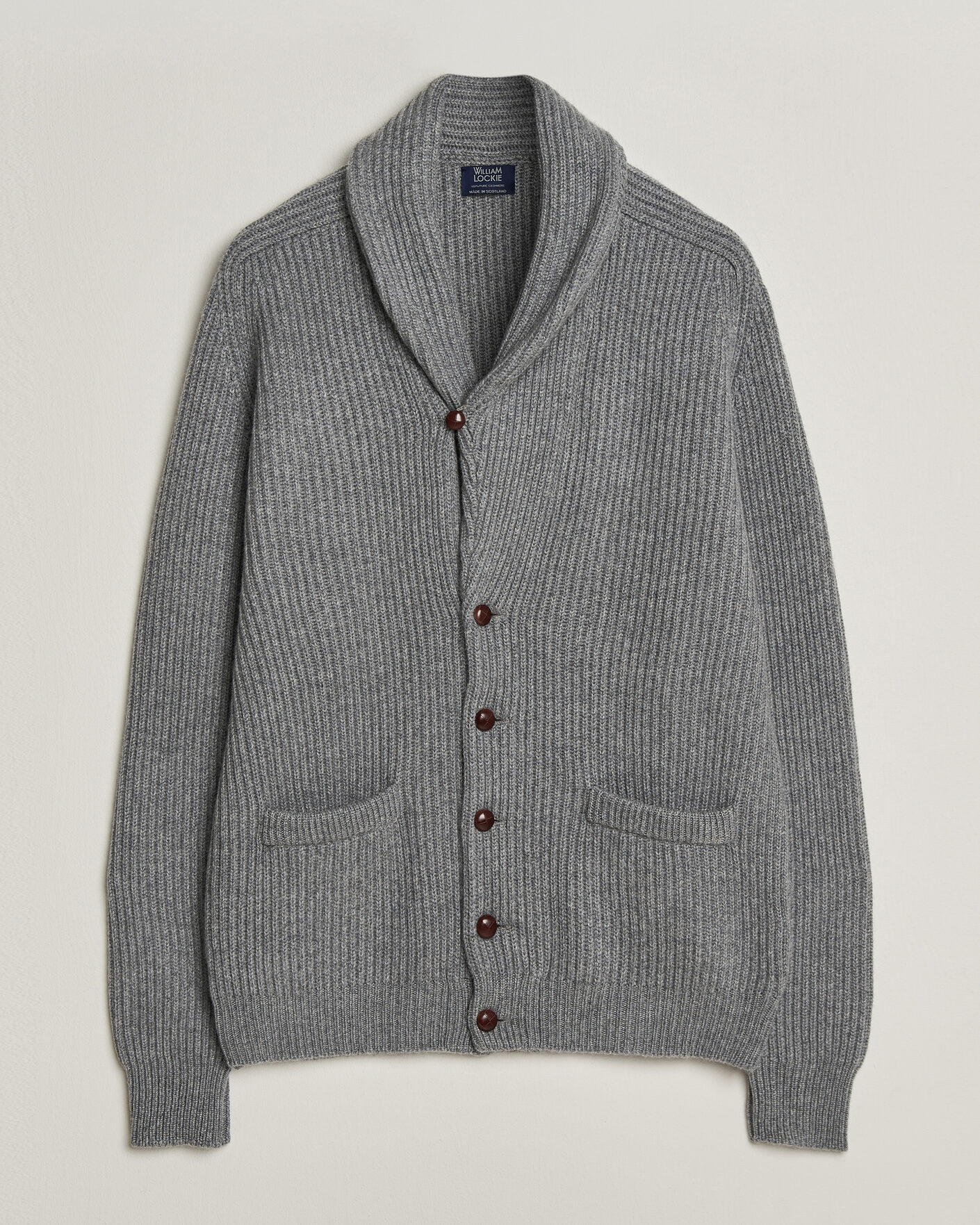 Hombres | Jerséis y prendas de punto | William Lockie | Windsor Cashmere Shawl Cardigan Flannel Grey