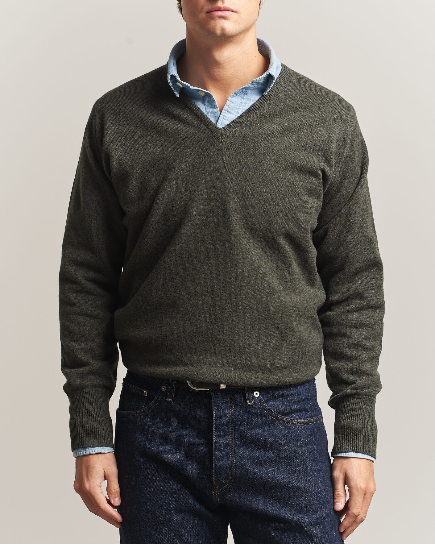 Hombres | Jerséis y prendas de punto | William Lockie | Rob Lambswool V-Neck Seaweed