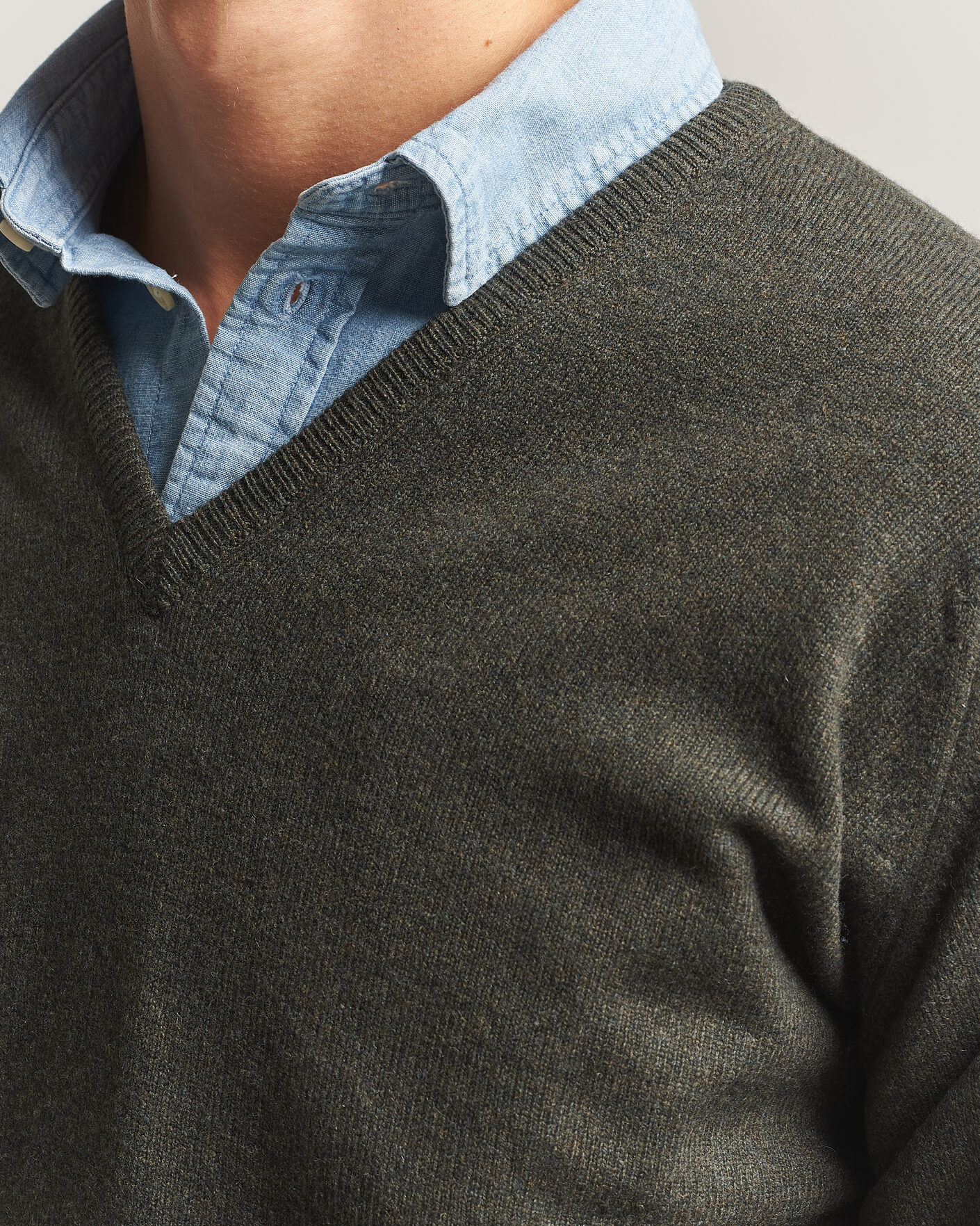 Hombres | Jerséis y prendas de punto | William Lockie | Rob Lambswool V-Neck Seaweed