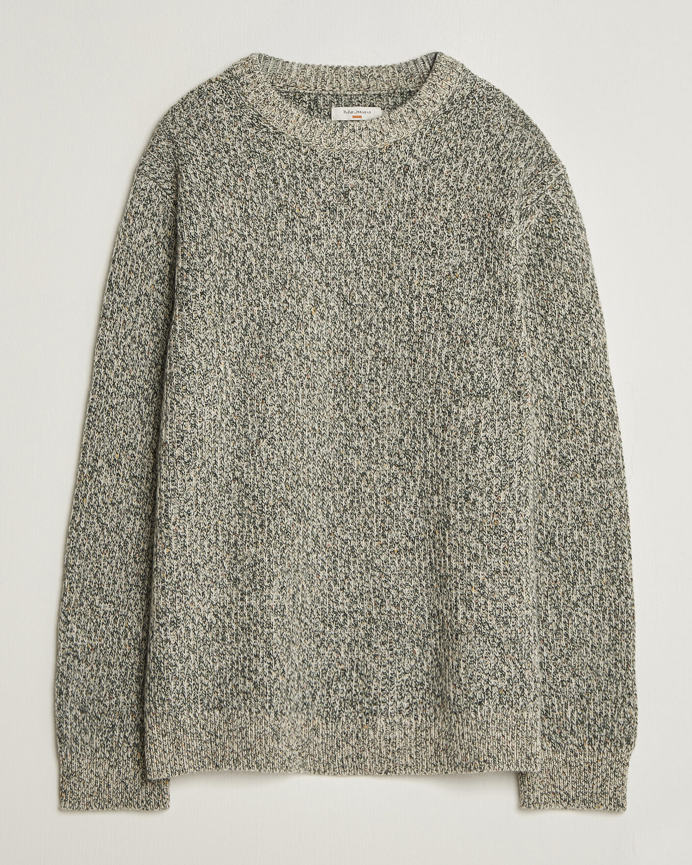 Hombres | Jerséis y prendas de punto | Nudie Jeans | August Wool Rib Knitted Sweater Green Melange