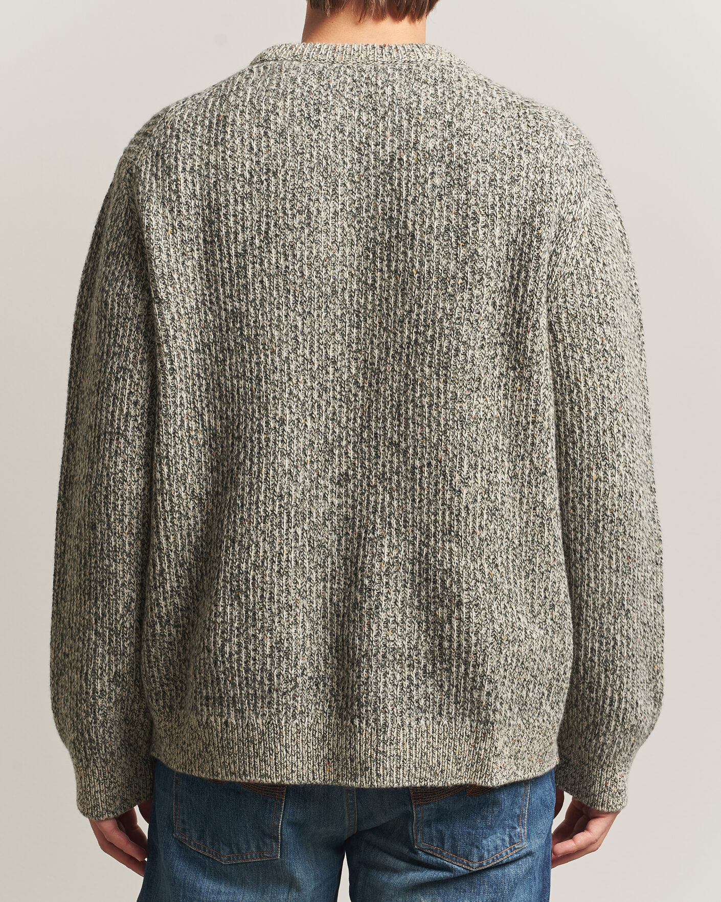 Hombres | Jerséis y prendas de punto | Nudie Jeans | August Wool Rib Knitted Sweater Green Melange