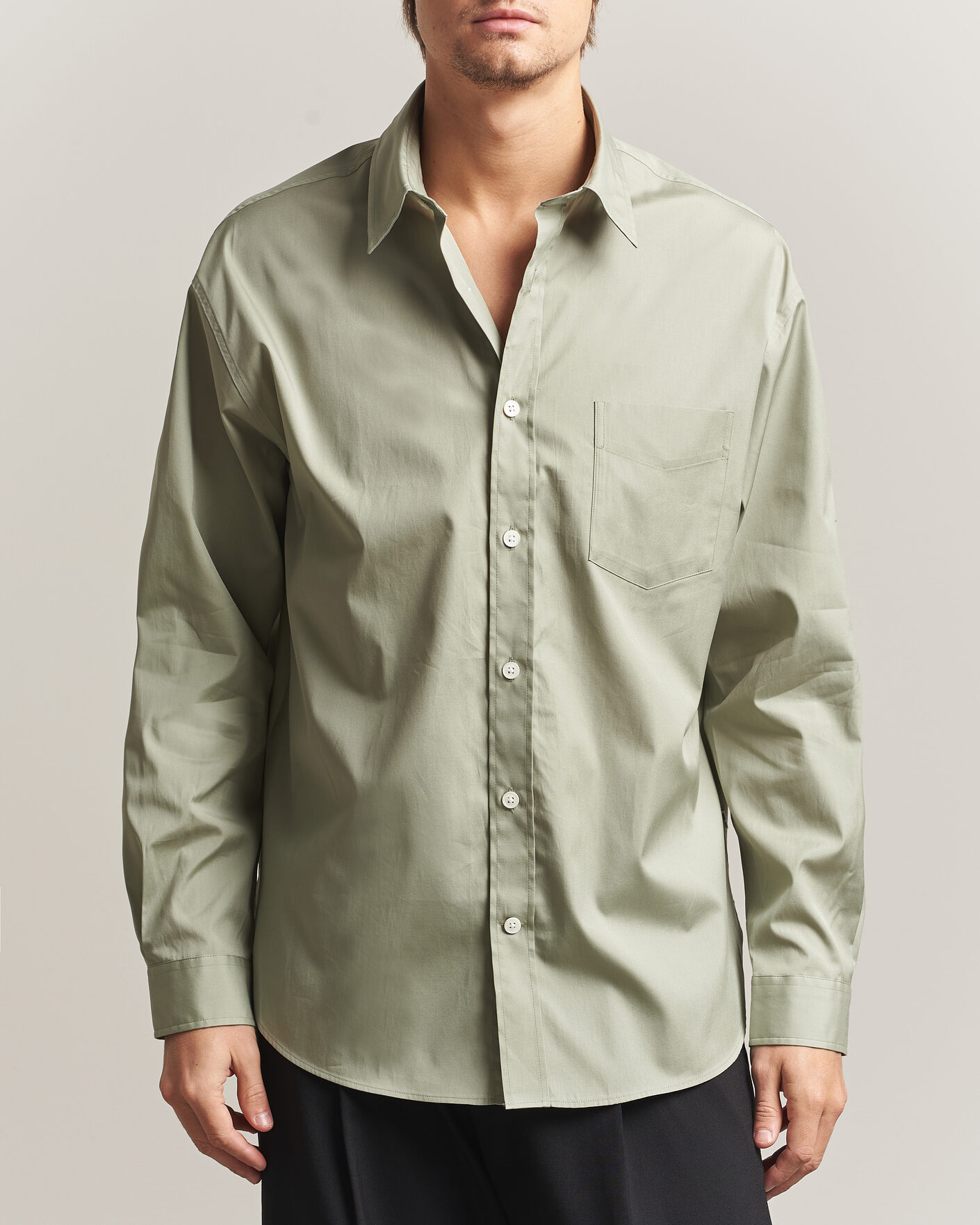 Hombres | Camisas | NN07 | Skyler Relaxed Fit Supima Cotton Shirt Pale Green