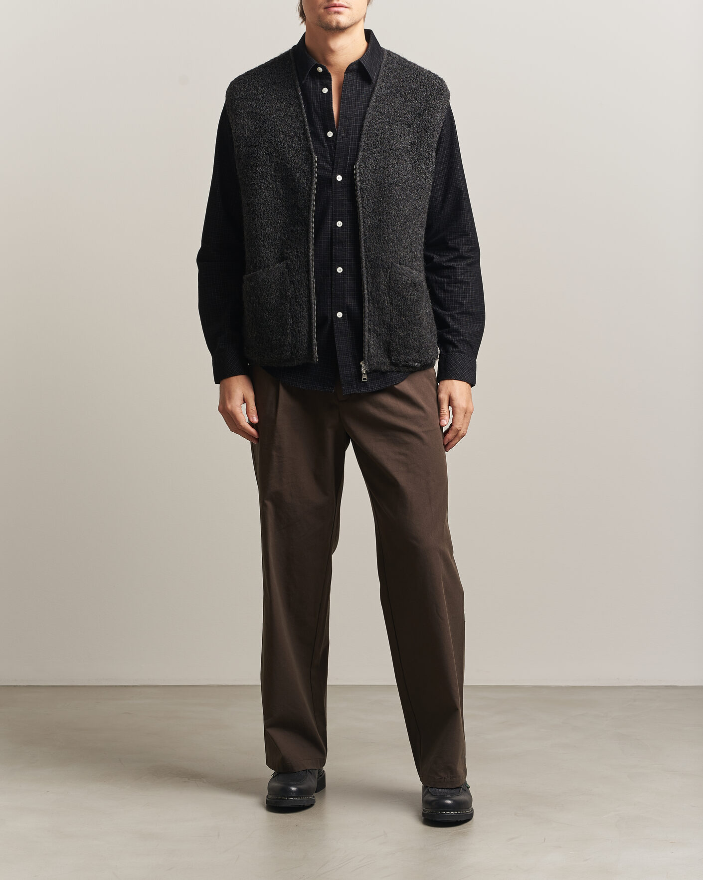 Hombres | Chalecos | NN07 | Mads Wool Fleece Vest Antracite Melange