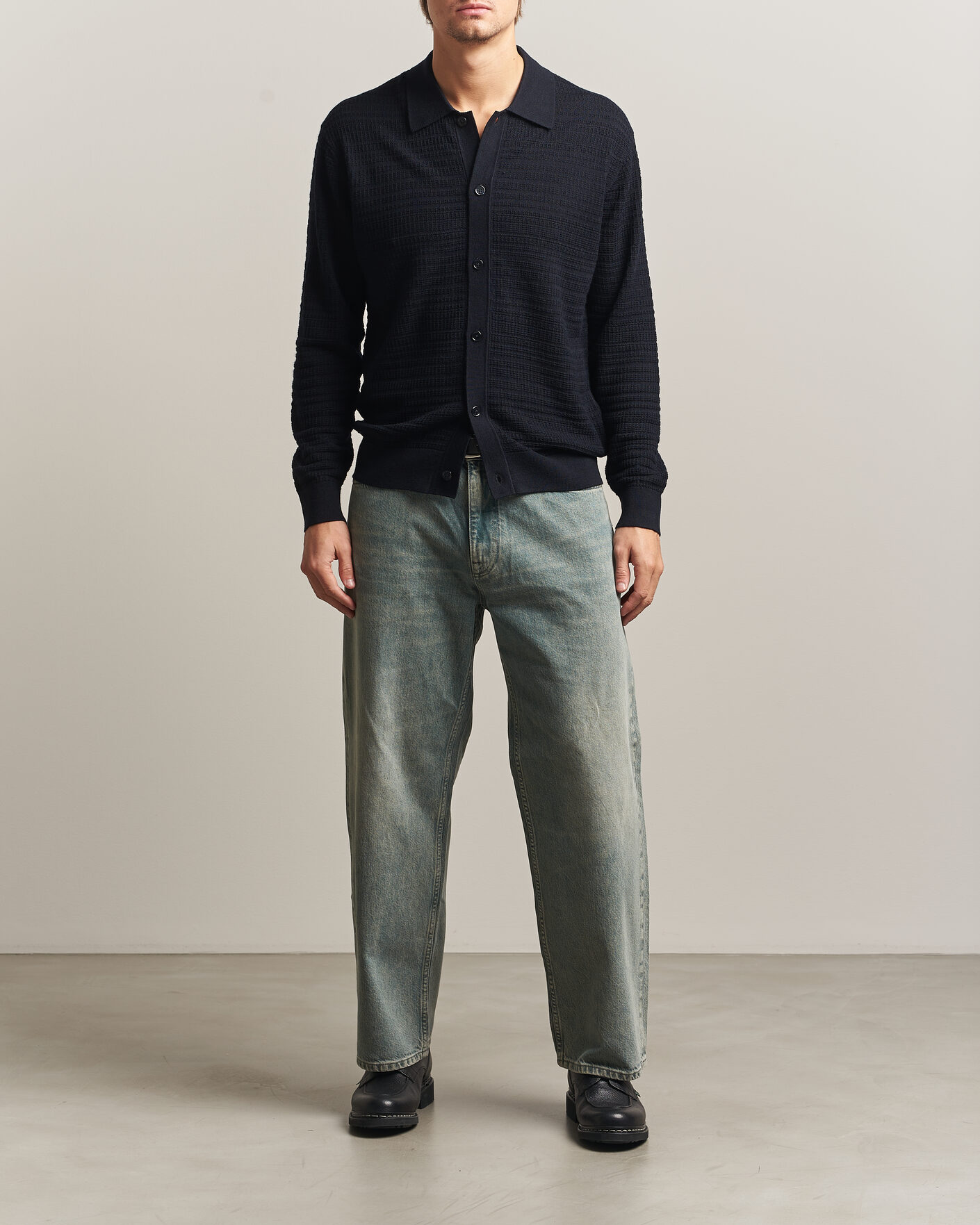 Hombres | Jerséis y prendas de punto | NN07 | Nate Wool Knitted Cardigan Deep Navy