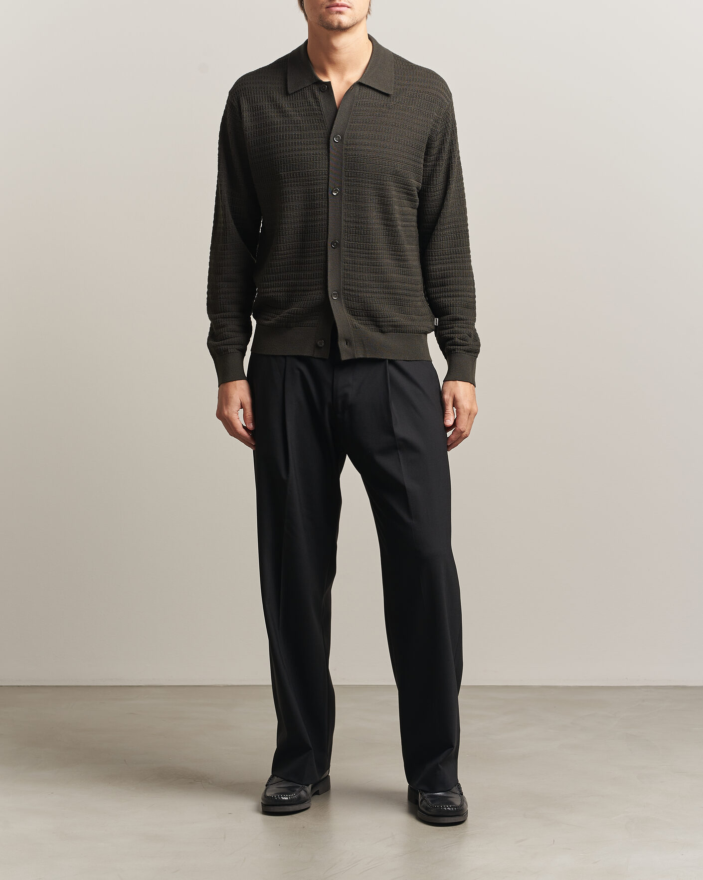 Hombres | Jerséis y prendas de punto | NN07 | Nate Wool Knitted Cardigan Dark Army