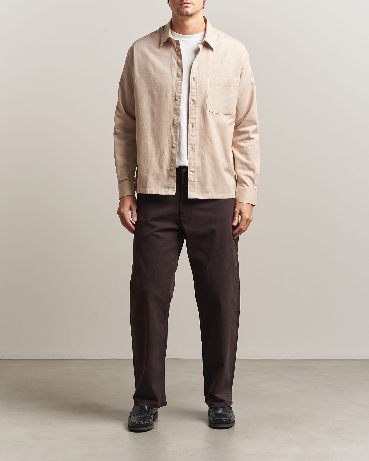 Hombres | Camisas | NN07 | Deon Brushed Light Flannel Shirt Desert Khaki